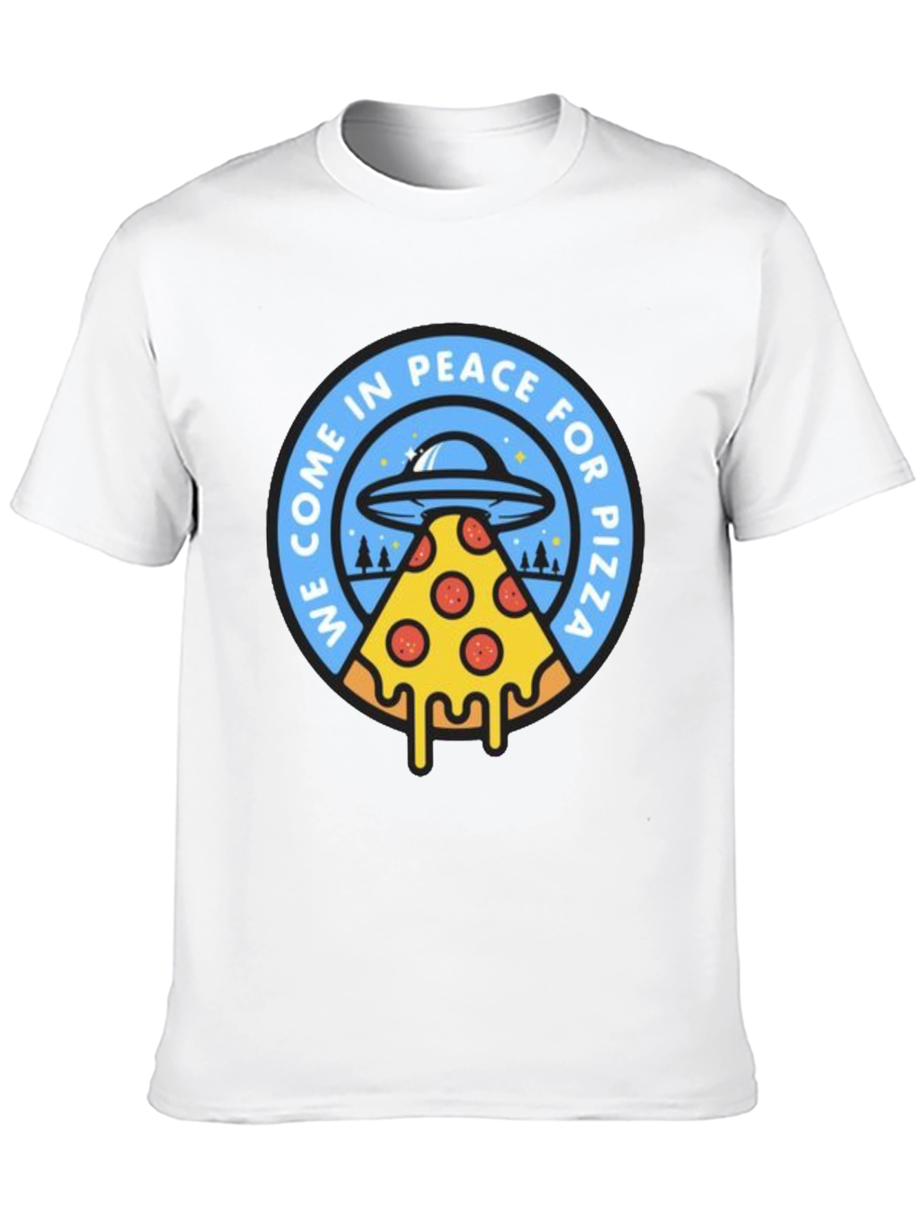 Peace For Pizza T-Shirt Funny Alien UFO Tee