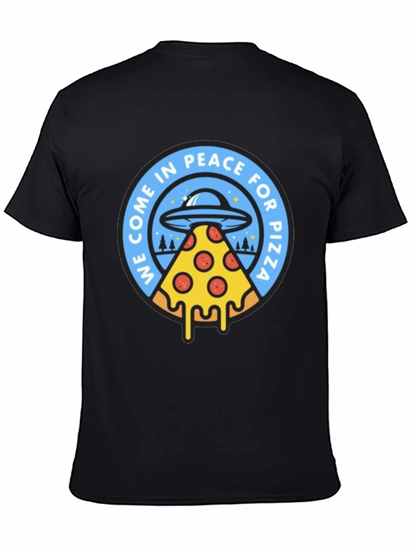 Peace For Pizza T-Shirt Funny Alien UFO Tee