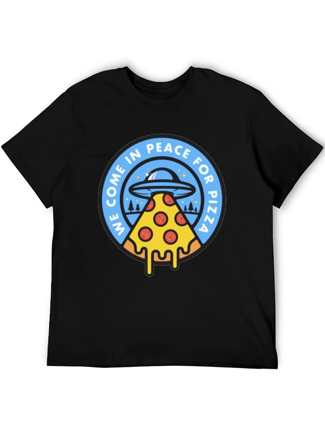 Peace For Pizza T-Shirt Funny Alien UFO Tee