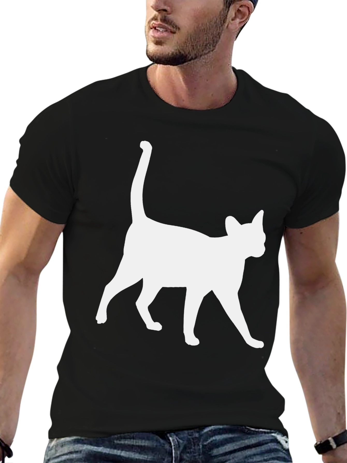 Cool Cat Silhouette Black T-Shirt