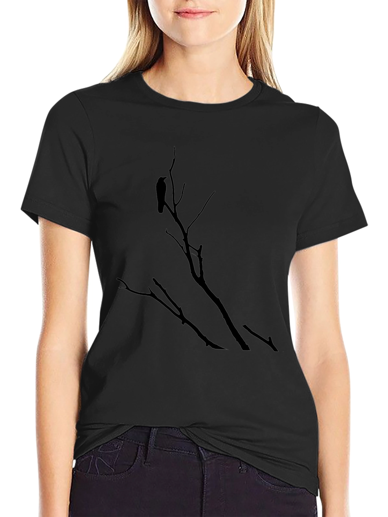 Raven on Branch Black Graphic Tee