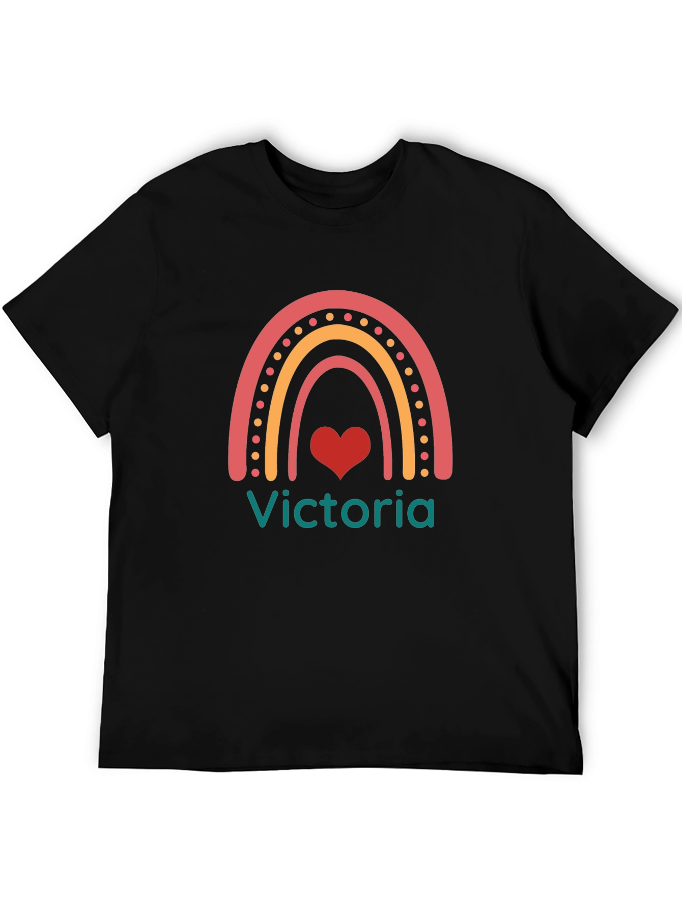 Victoria Rainbow Heart T-Shirt - Cute Personalized Tee