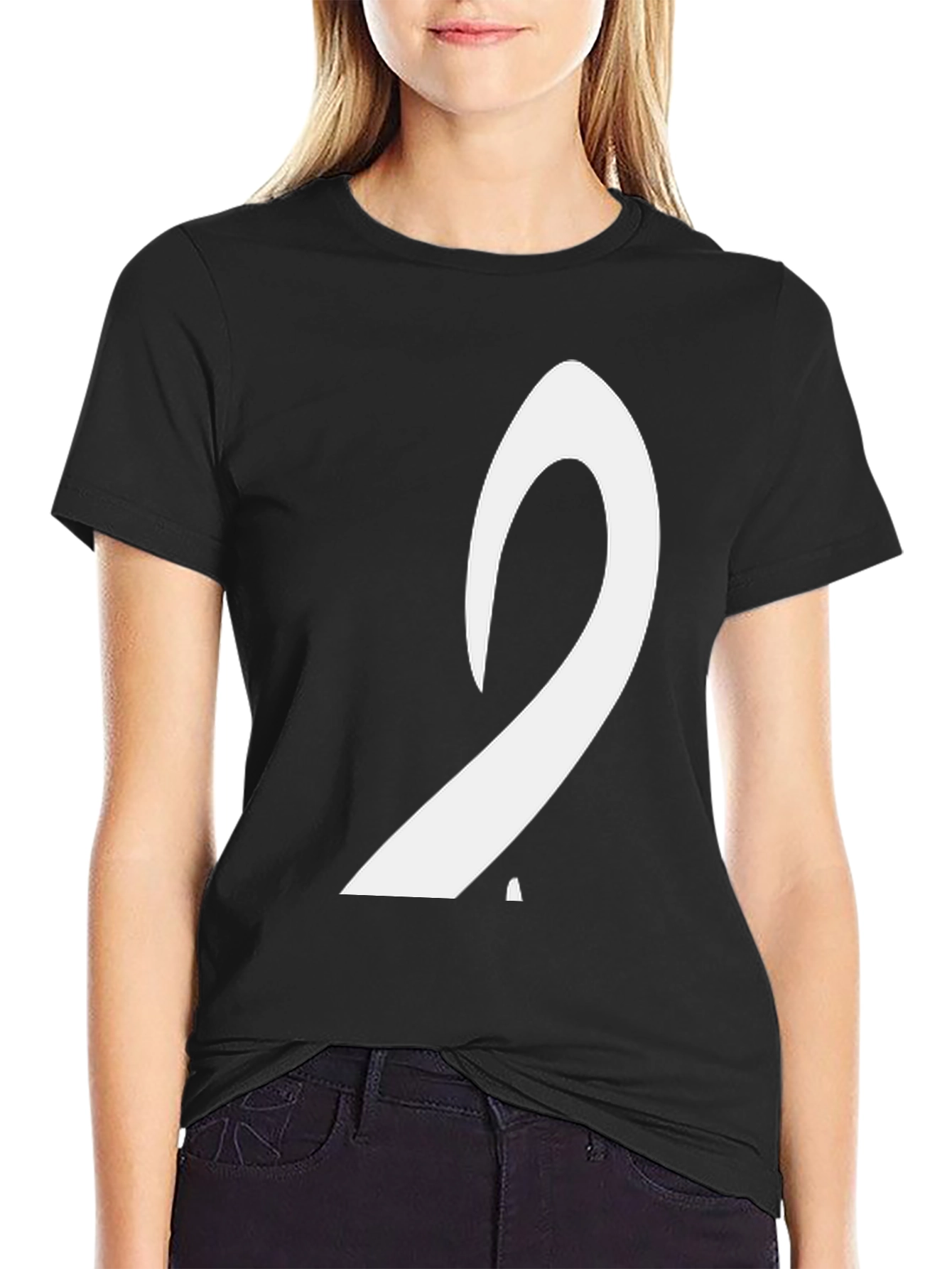 Mens Black T-Shirt with White Arabic Letter Design