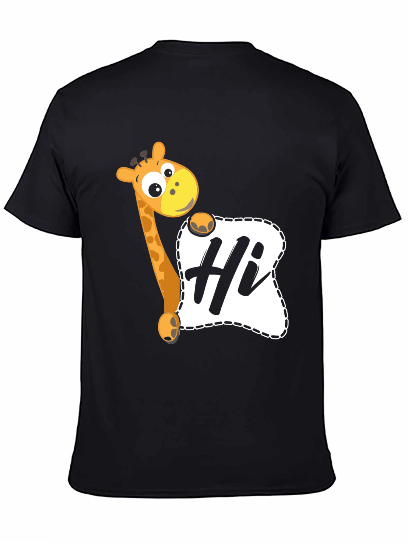 Giraffe Hi Graphic Tee - Casual Black T-Shirt