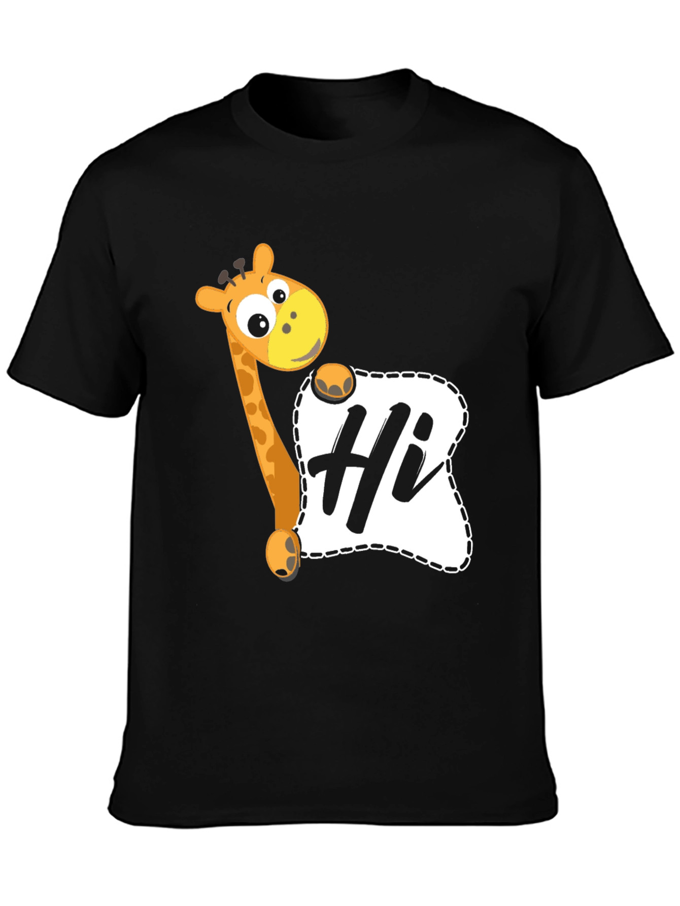 Giraffe Hi Graphic Tee - Casual Black T-Shirt