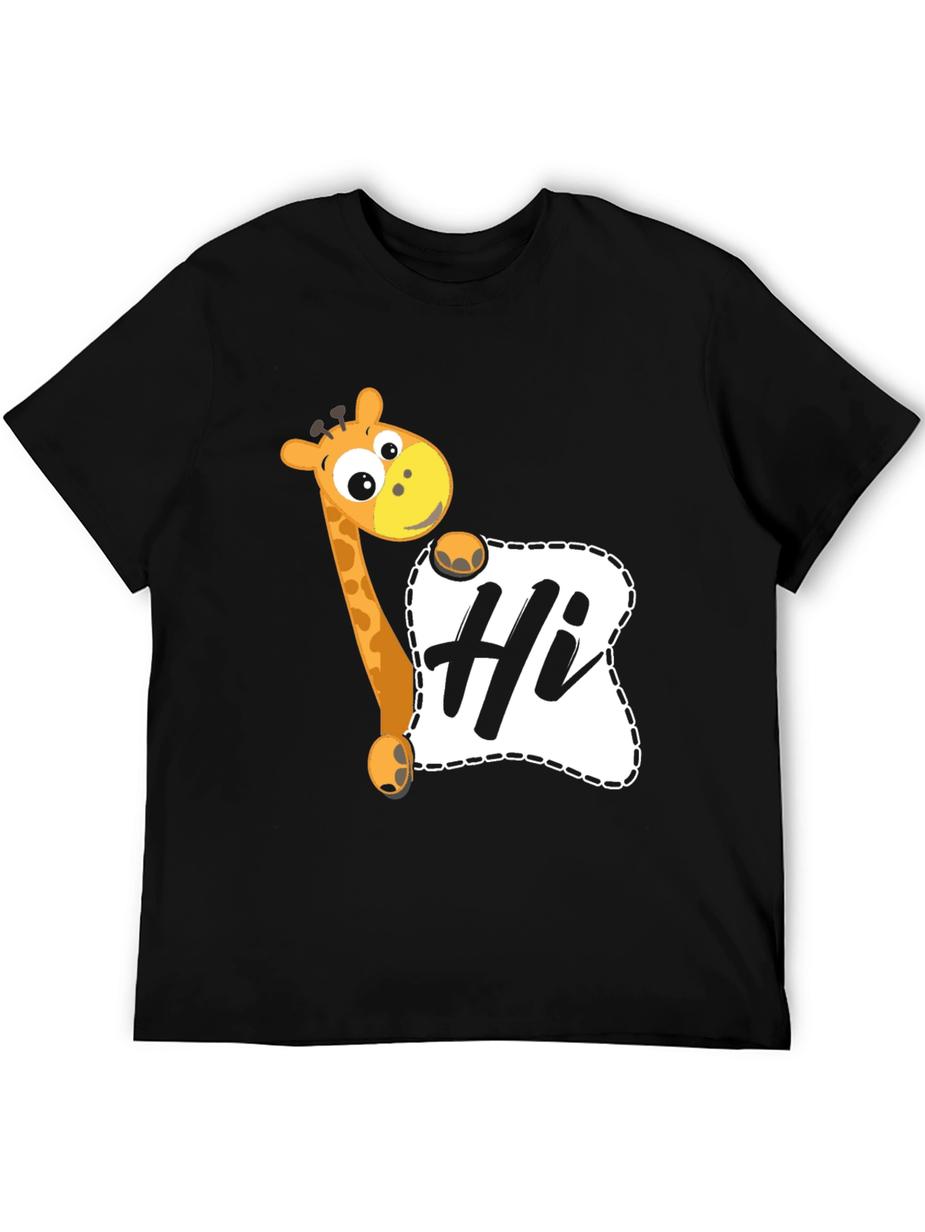 Giraffe Hi Graphic Tee - Casual Black T-Shirt
