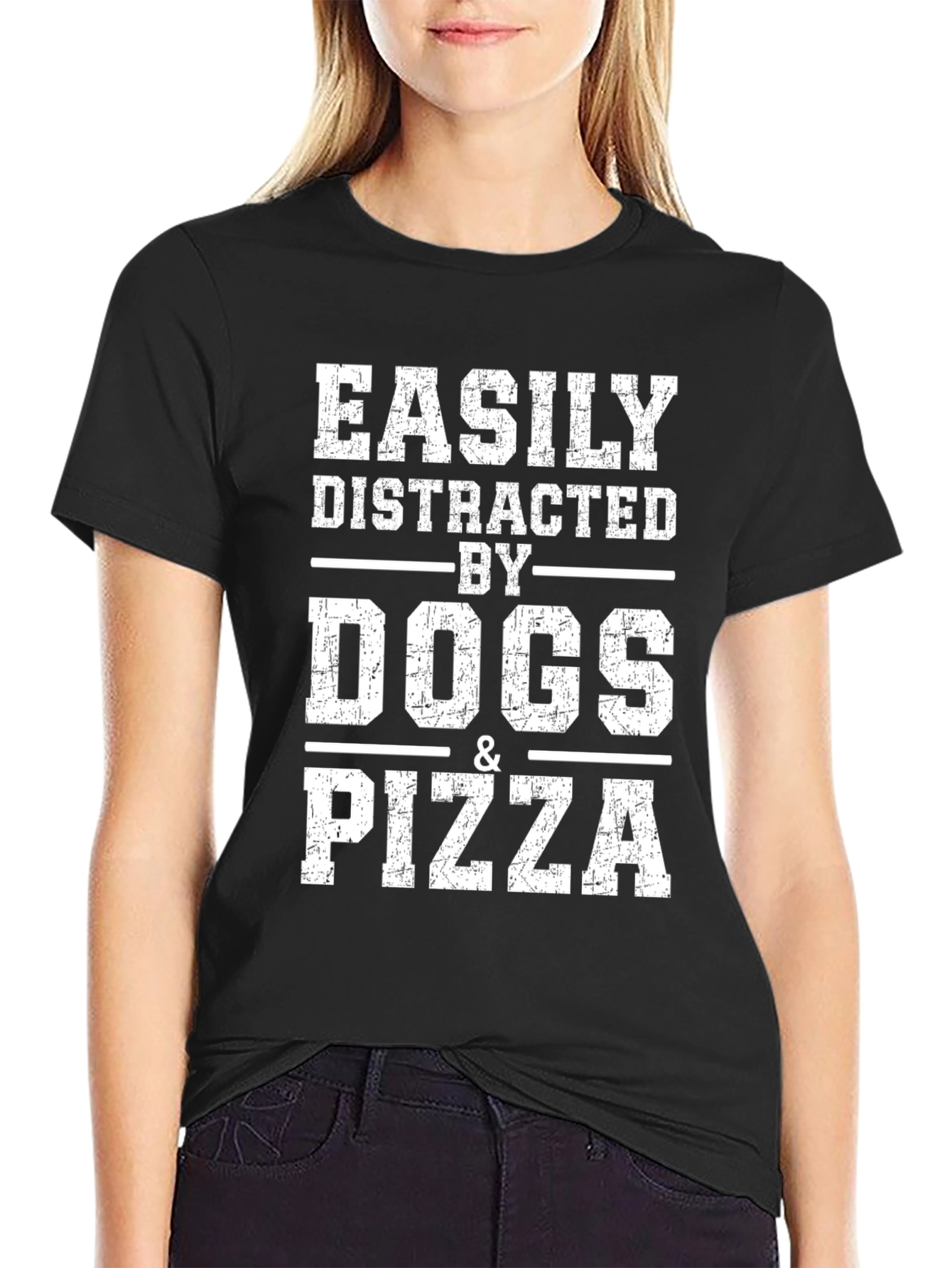 Easily Distracted By Dogs & Pizza Graphic T-Shirt