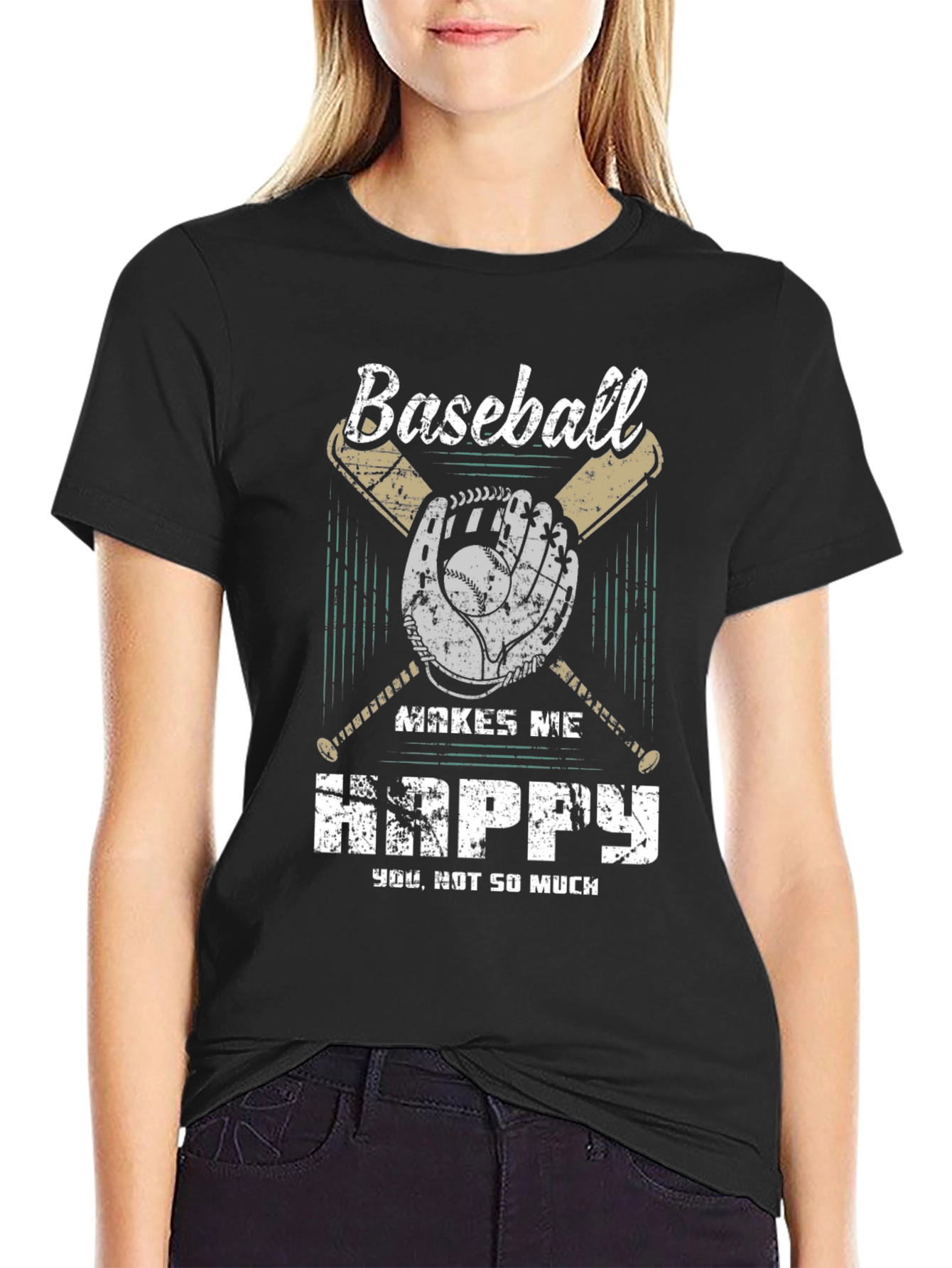 Baseball Makes Me Happy Graphic T-Shirt