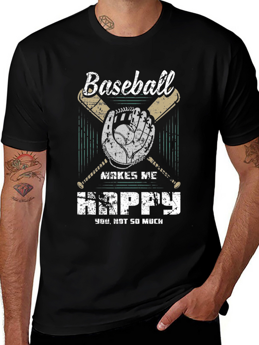 Baseball Makes Me Happy Graphic T-Shirt