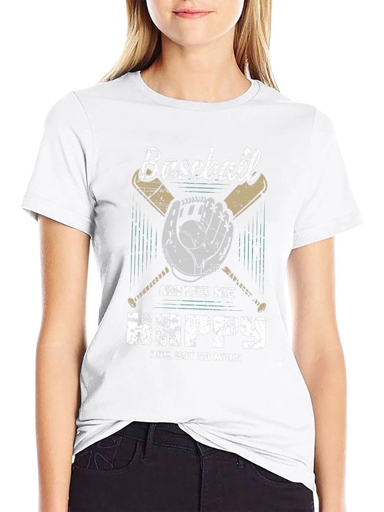 Baseball Makes Me Happy Graphic T-Shirt