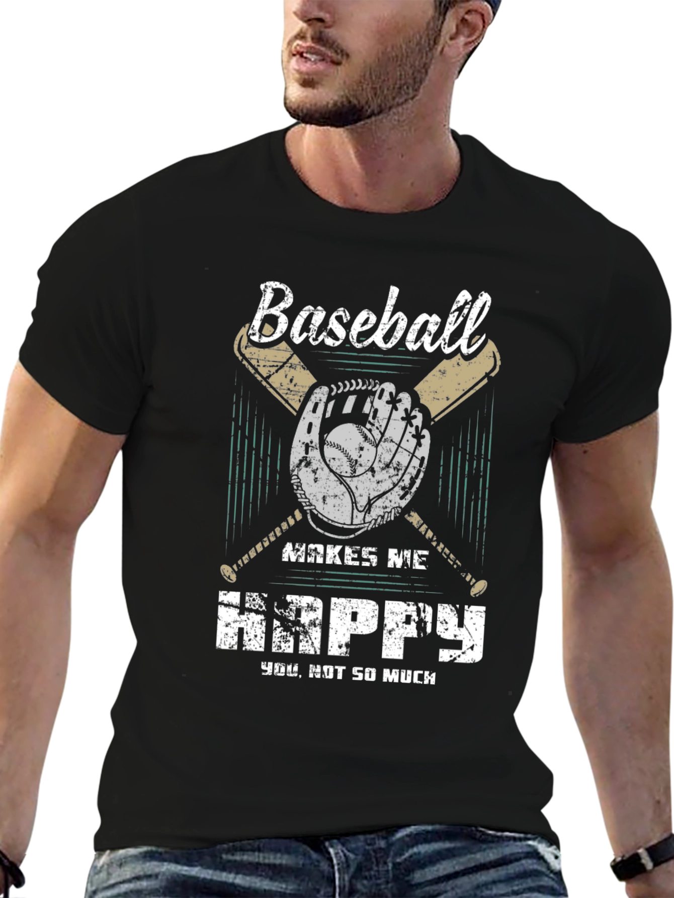 Baseball Makes Me Happy Graphic T-Shirt
