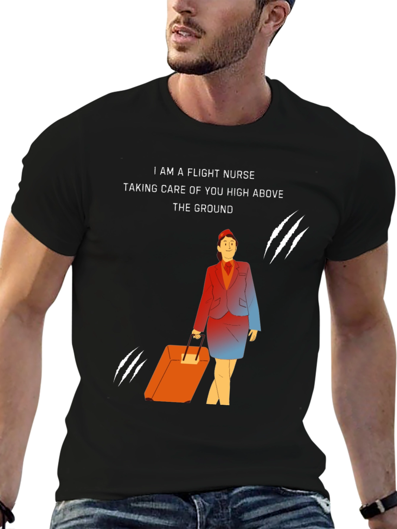 Flight Nurse T-Shirt - Caring High Above the Ground