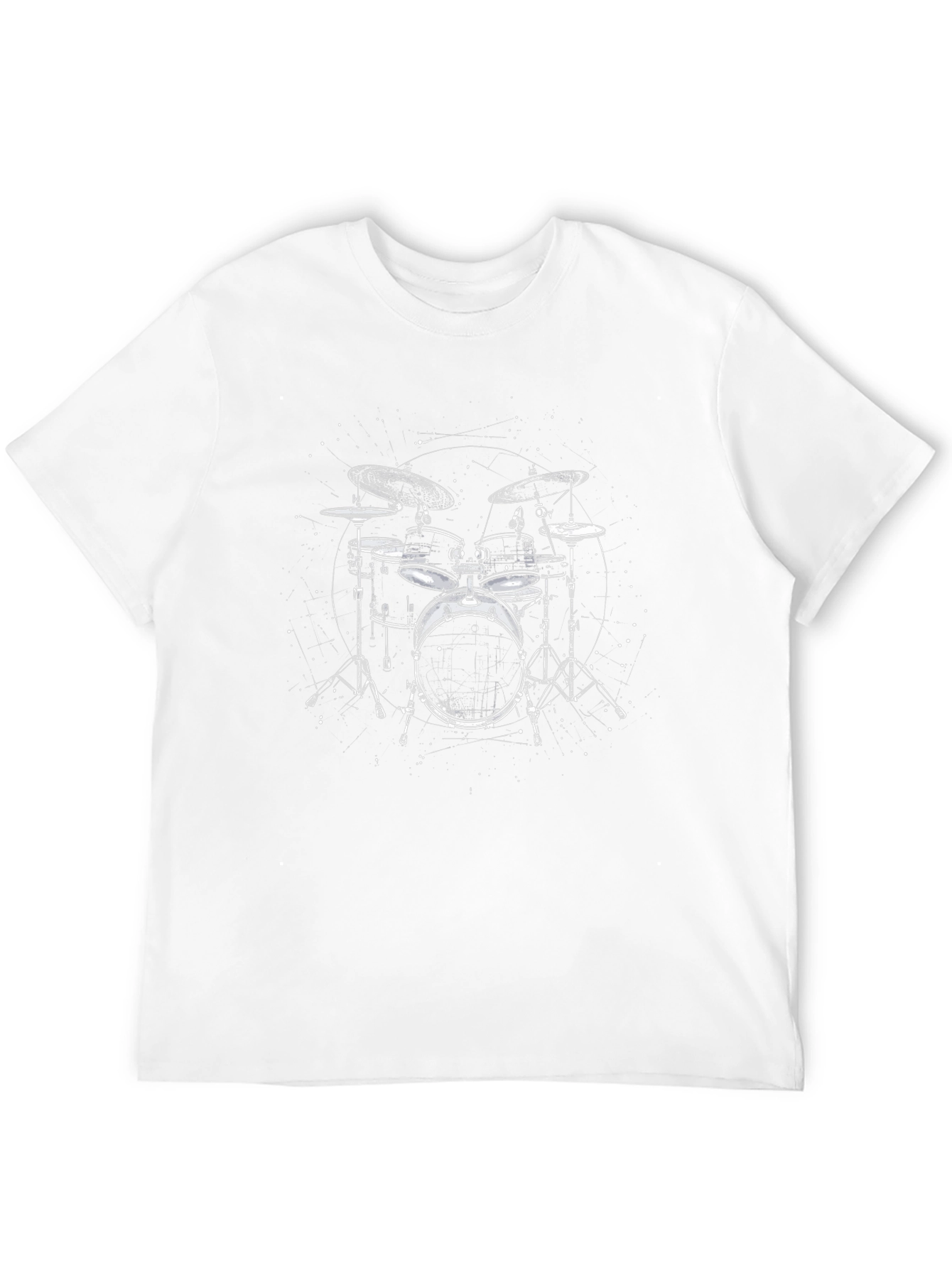 Drum Set Graphic Print Black T-Shirt