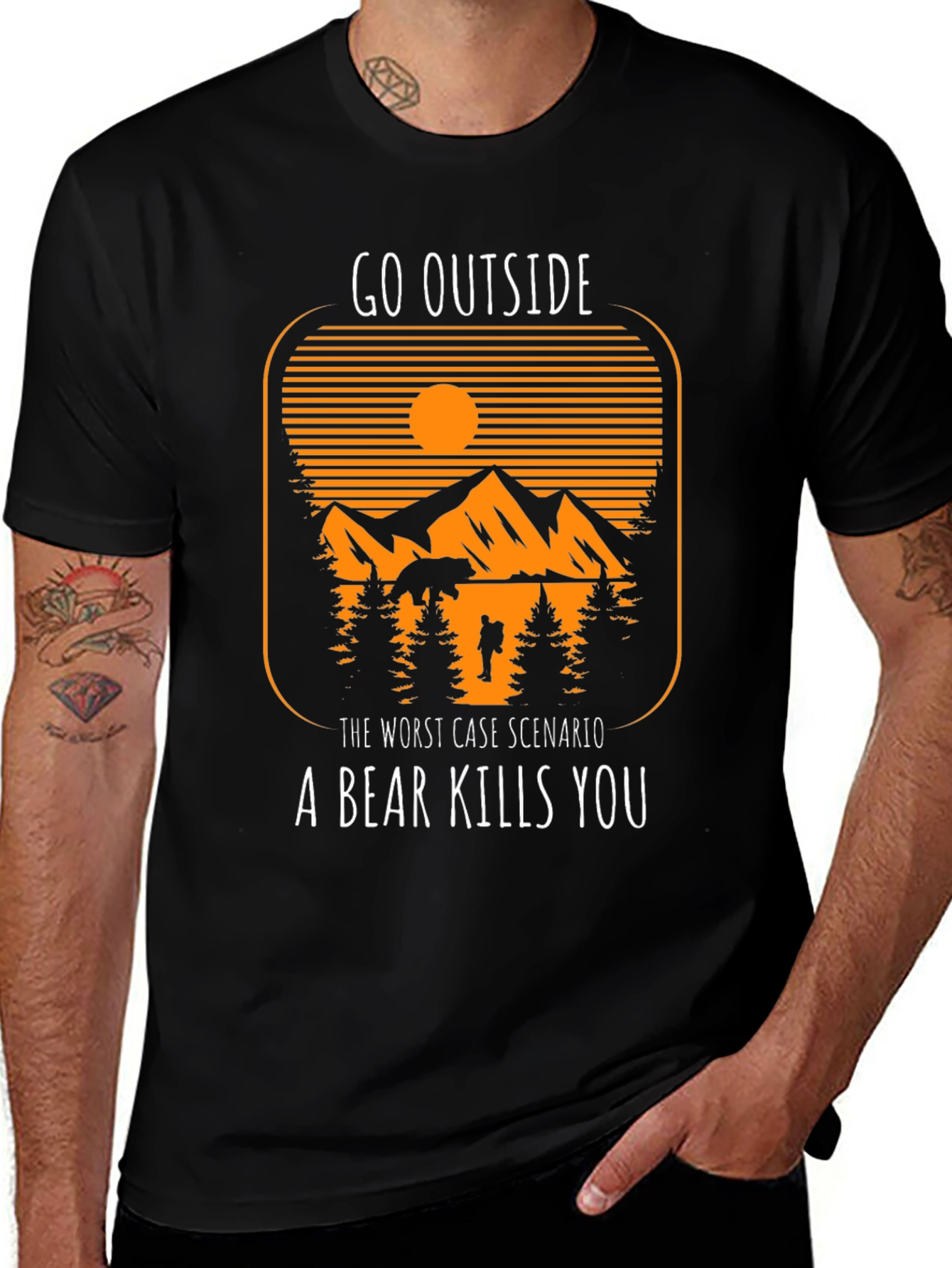 Go Outside Bear Graphic T-Shirt