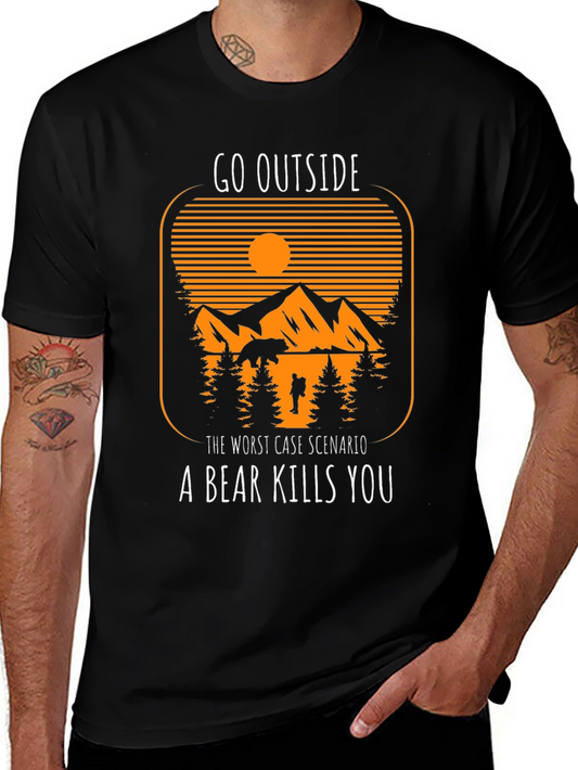 Go Outside Bear Graphic T-Shirt