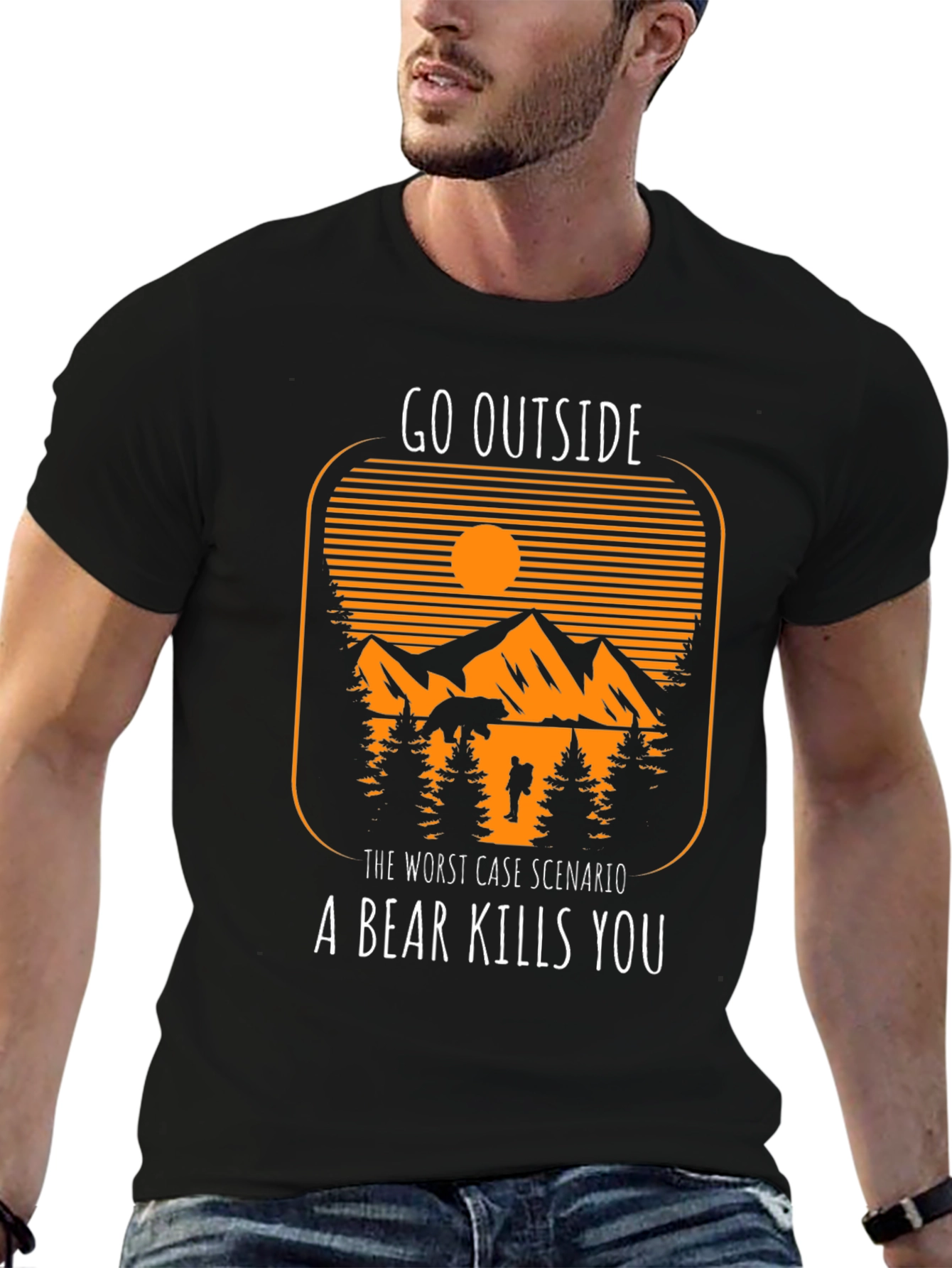 Go Outside Bear Graphic T-Shirt