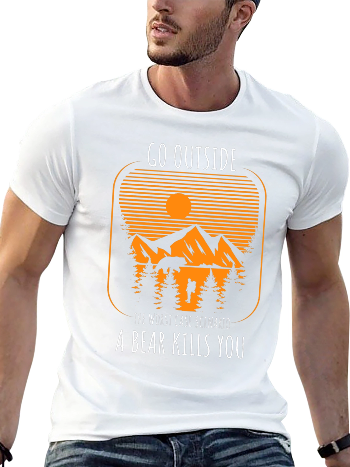 Go Outside Bear Graphic T-Shirt
