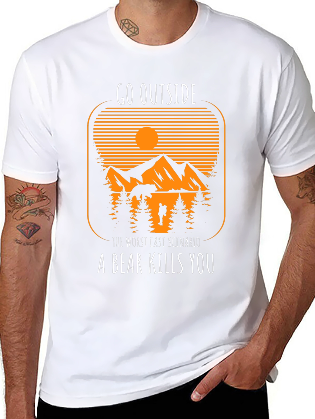 Go Outside Bear Graphic T-Shirt