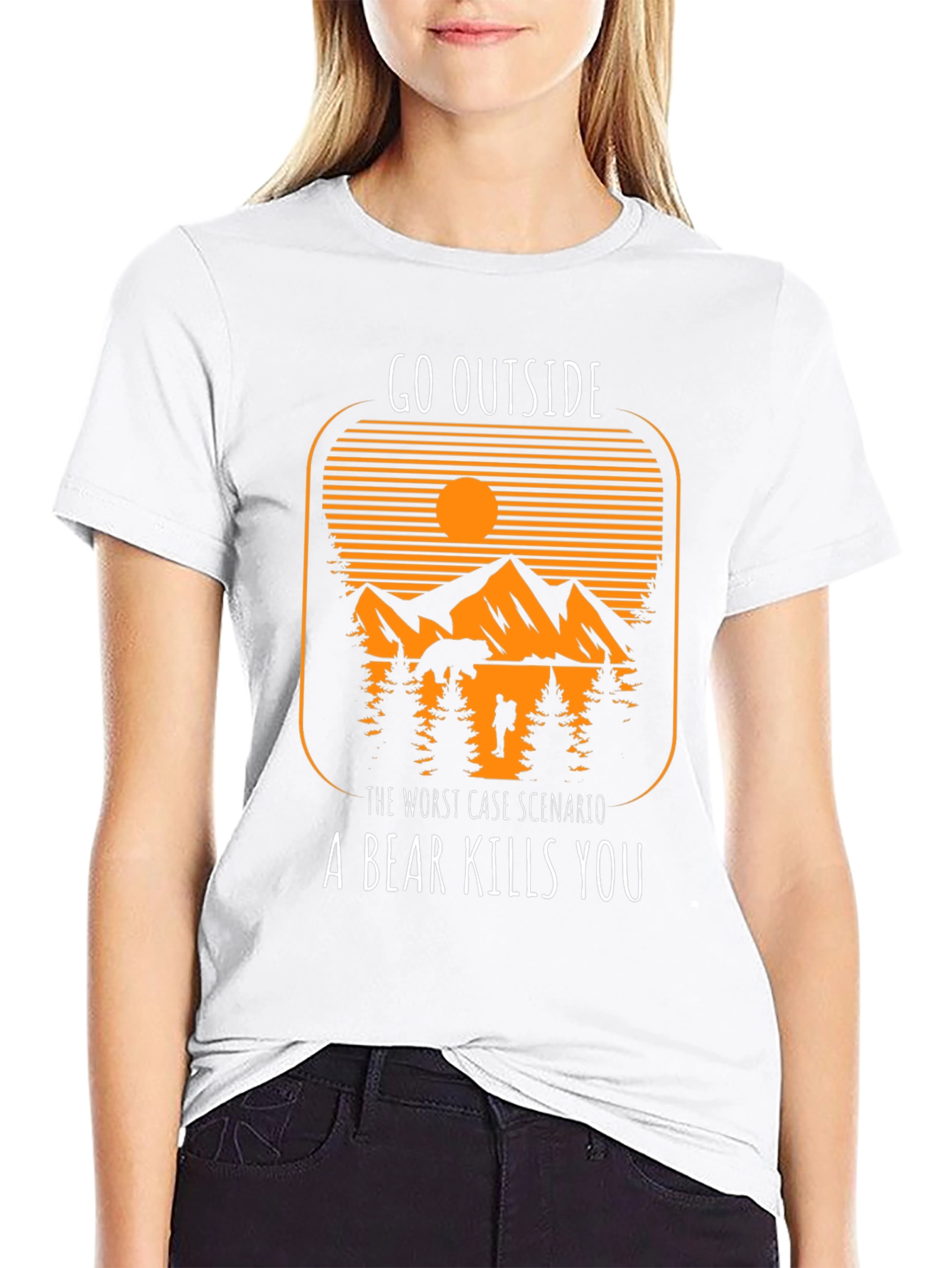 Go Outside Bear Graphic T-Shirt