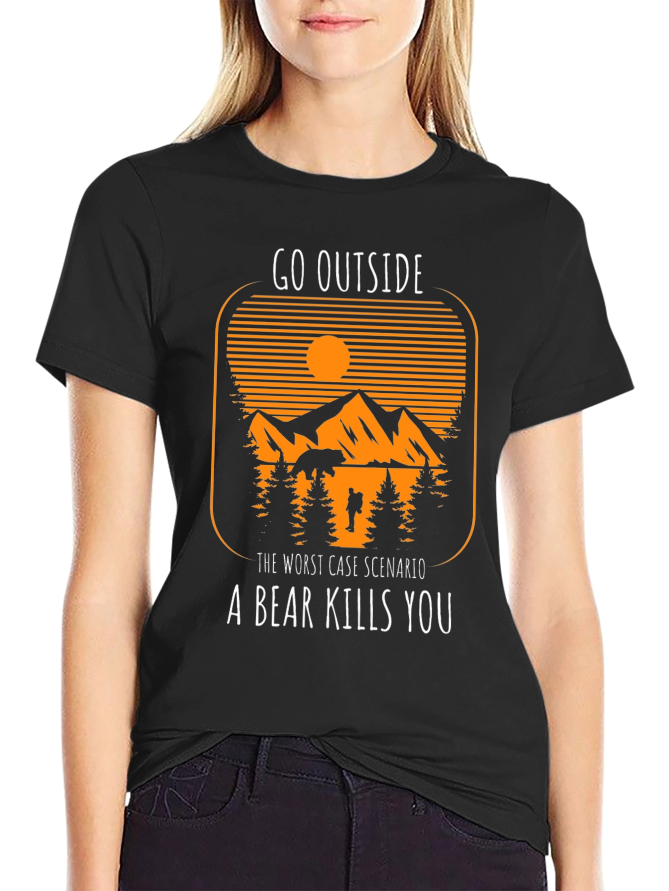 Go Outside Bear Graphic T-Shirt