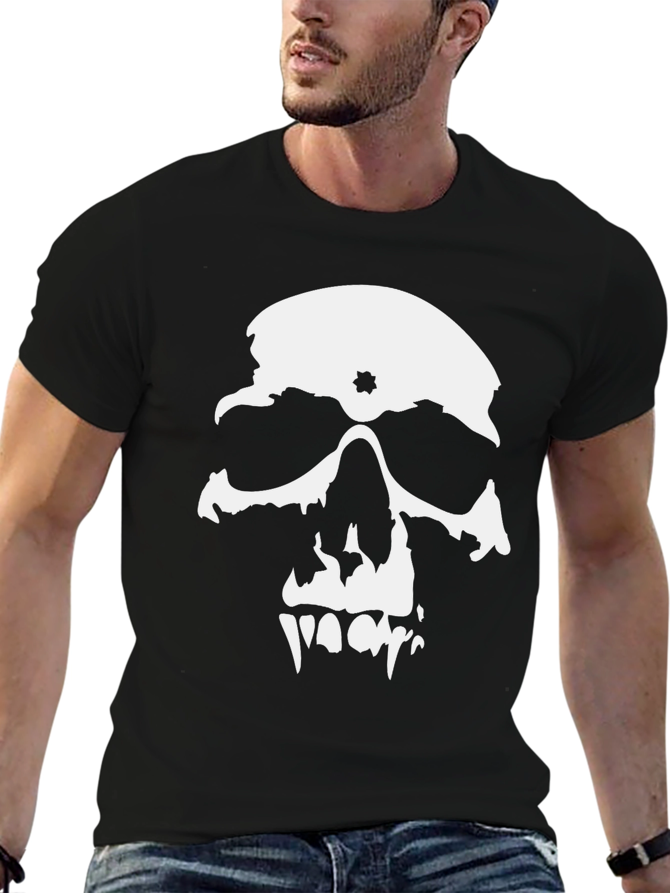 Skull Graphic Print Black T-Shirt