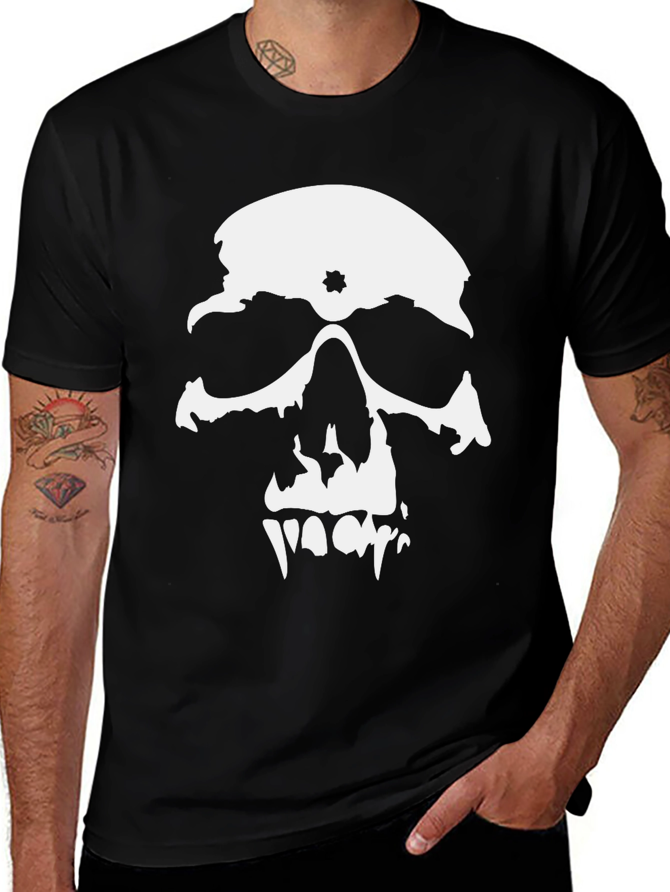 Skull Graphic Print Black T-Shirt