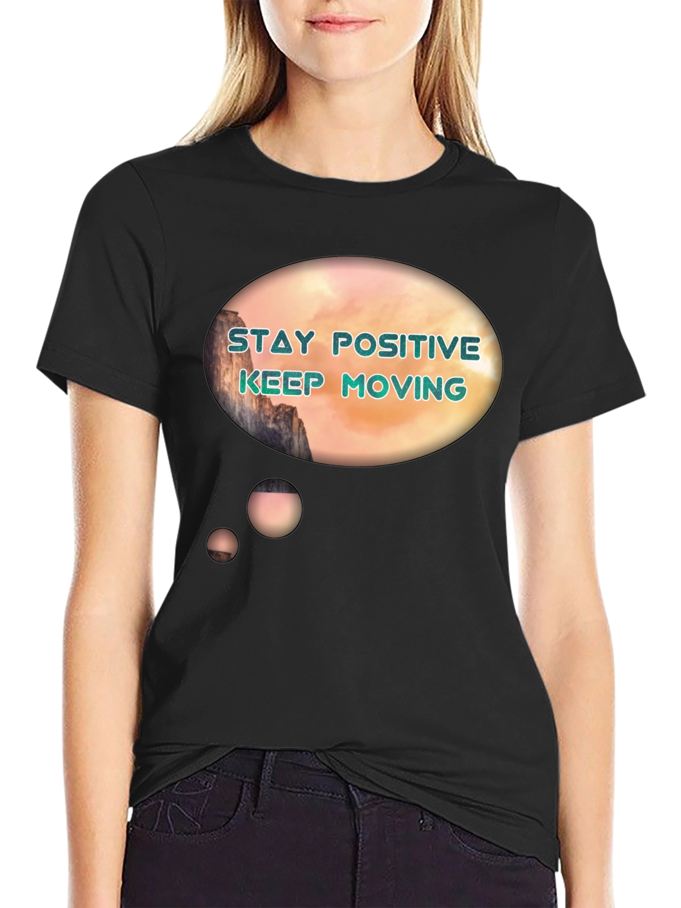 Positive Vibes Graphic Tee - Stay Positive Keep Moving
