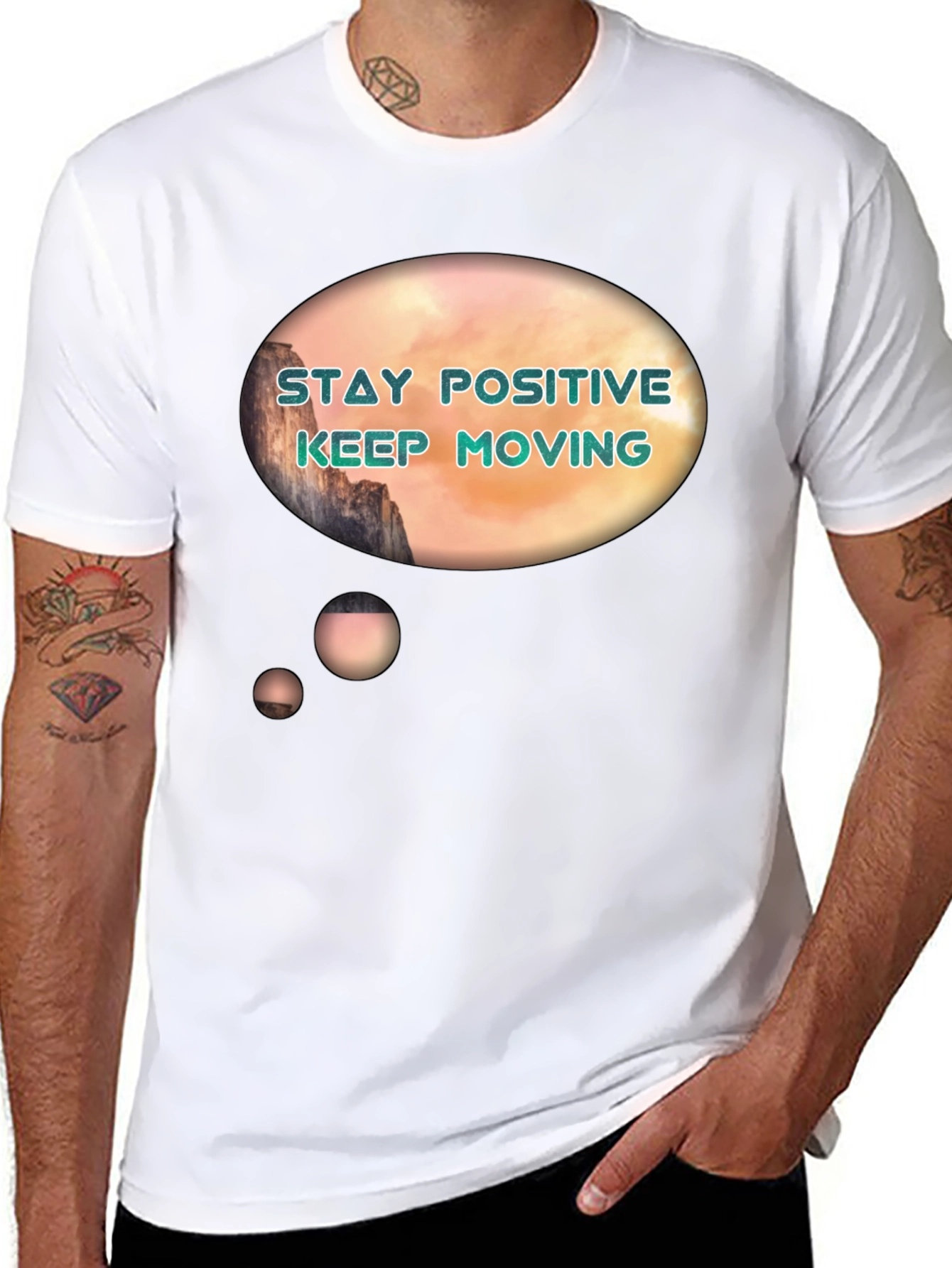 Positive Vibes Graphic Tee - Stay Positive Keep Moving
