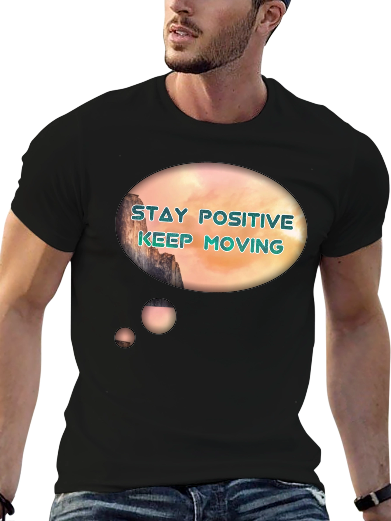 Positive Vibes Graphic Tee - Stay Positive Keep Moving