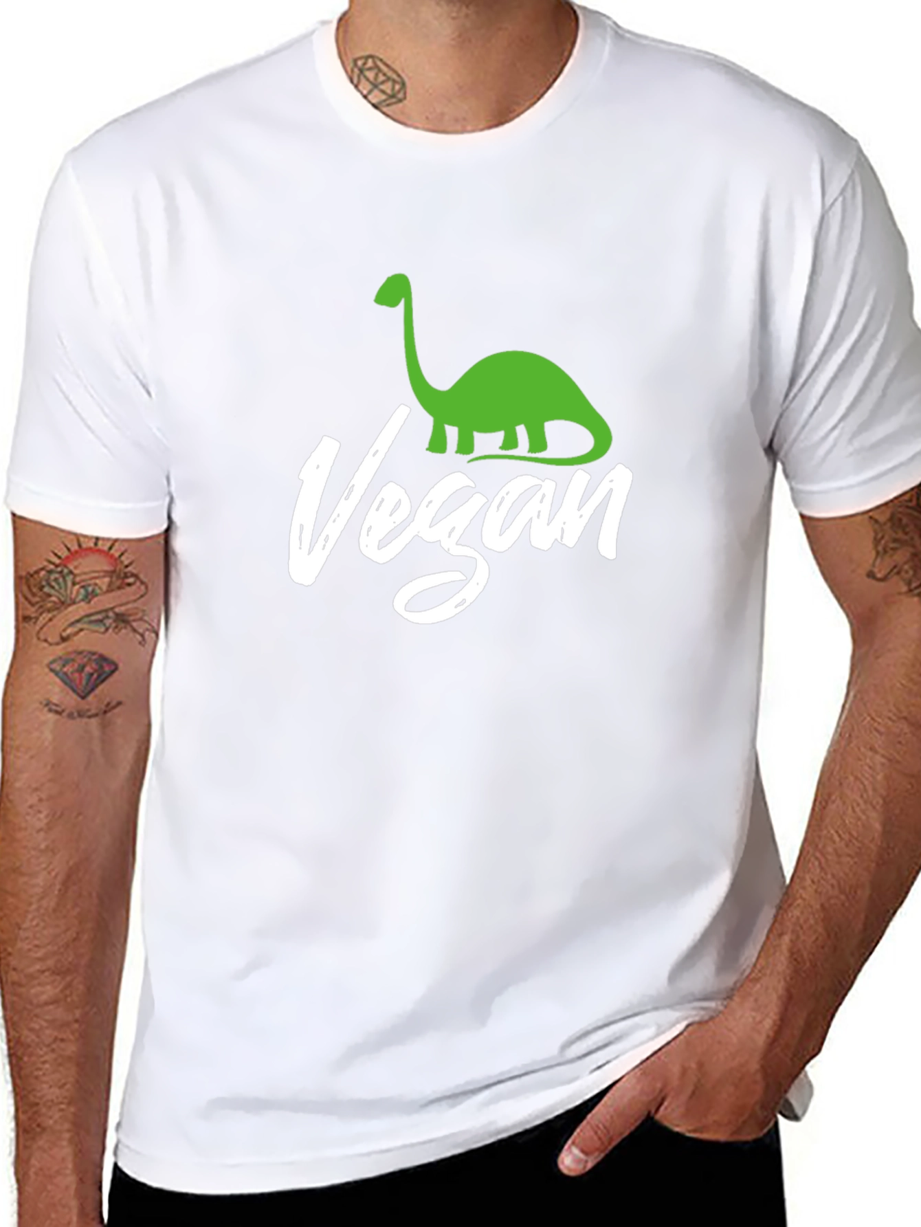 Vegan Dinosaur Graphic Tee - Black Cotton T-Shirt