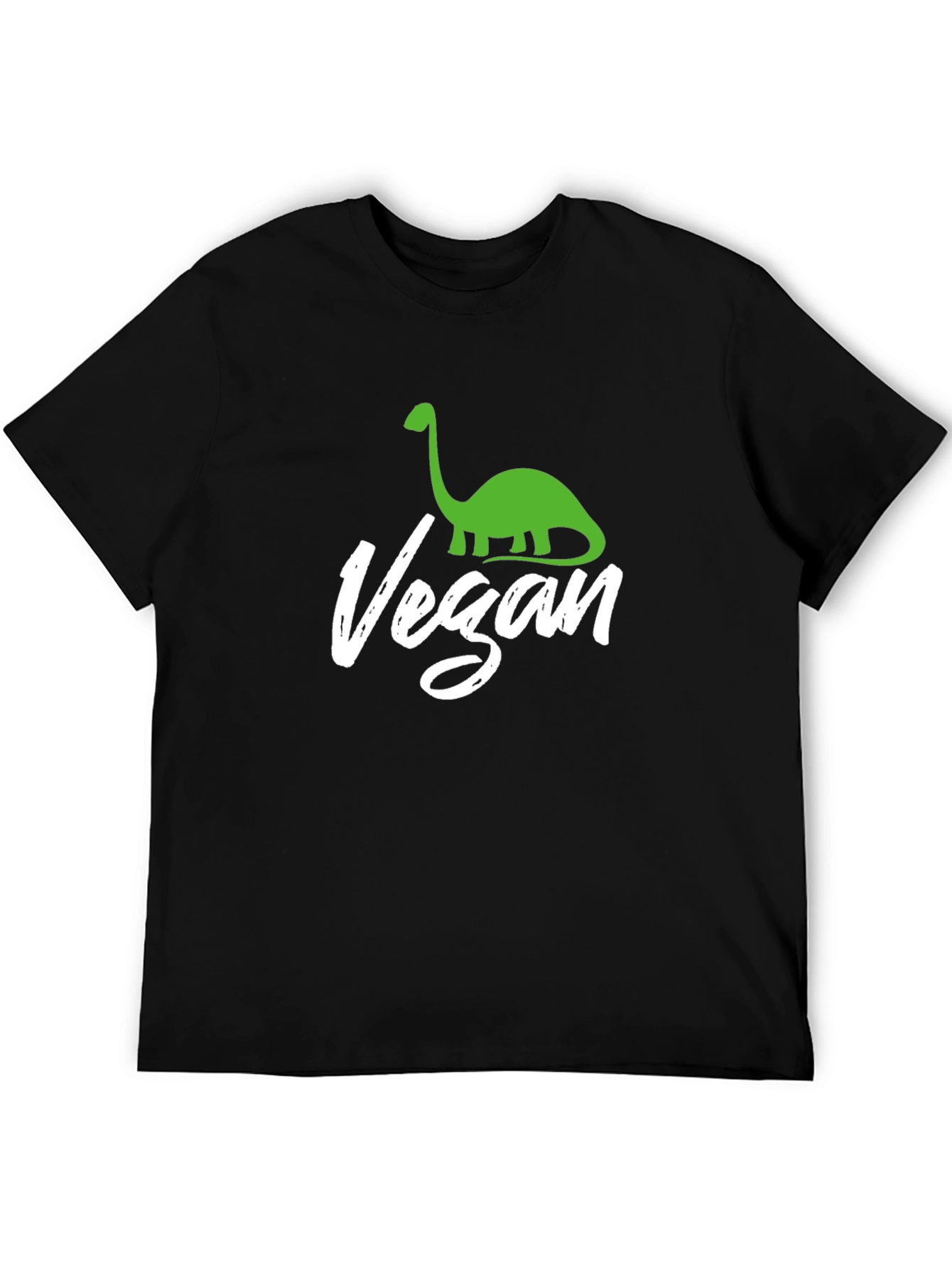 Vegan Dinosaur Graphic Tee - Black Cotton T-Shirt
