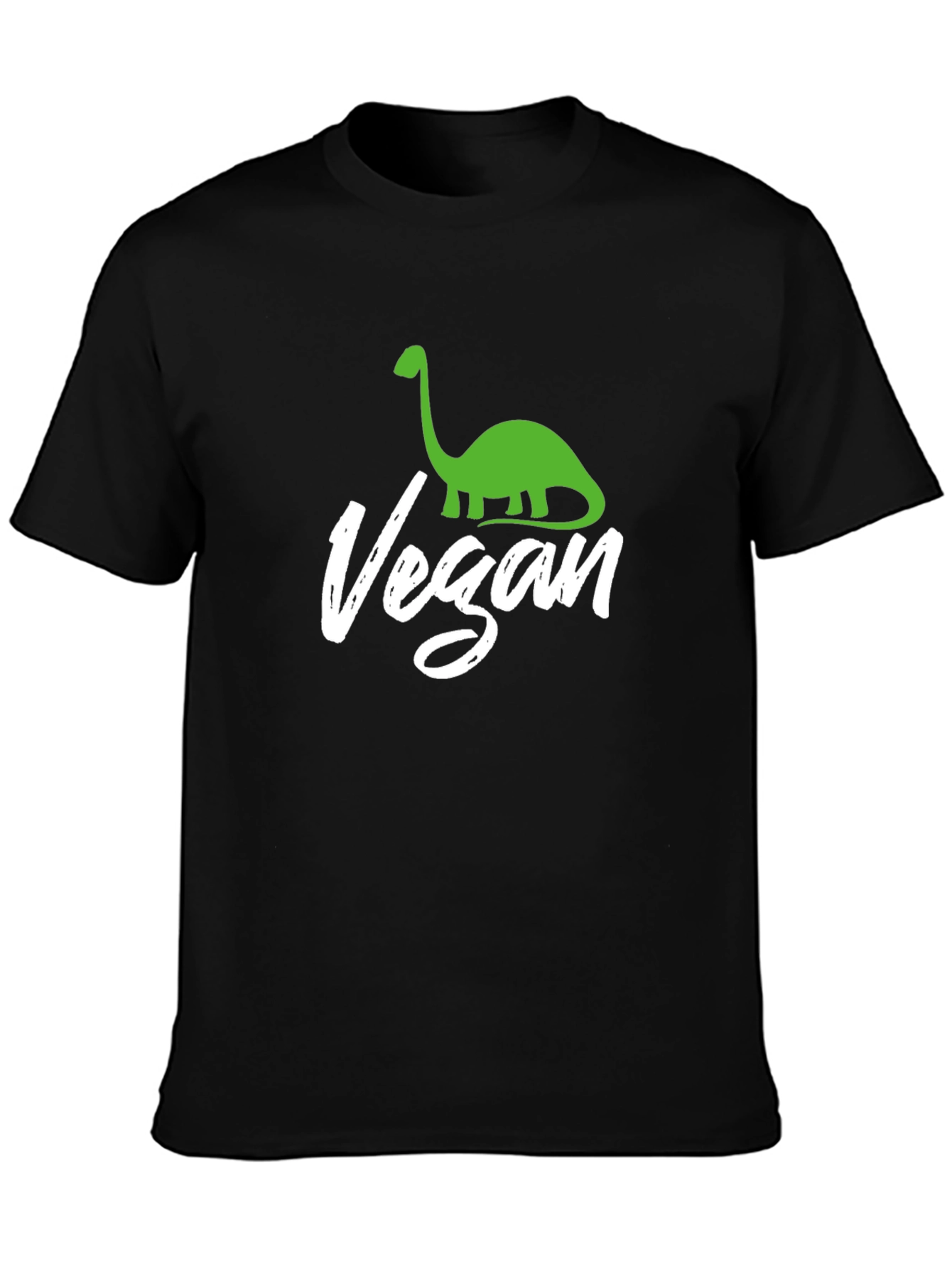 Vegan Dinosaur Graphic Tee - Black Cotton T-Shirt