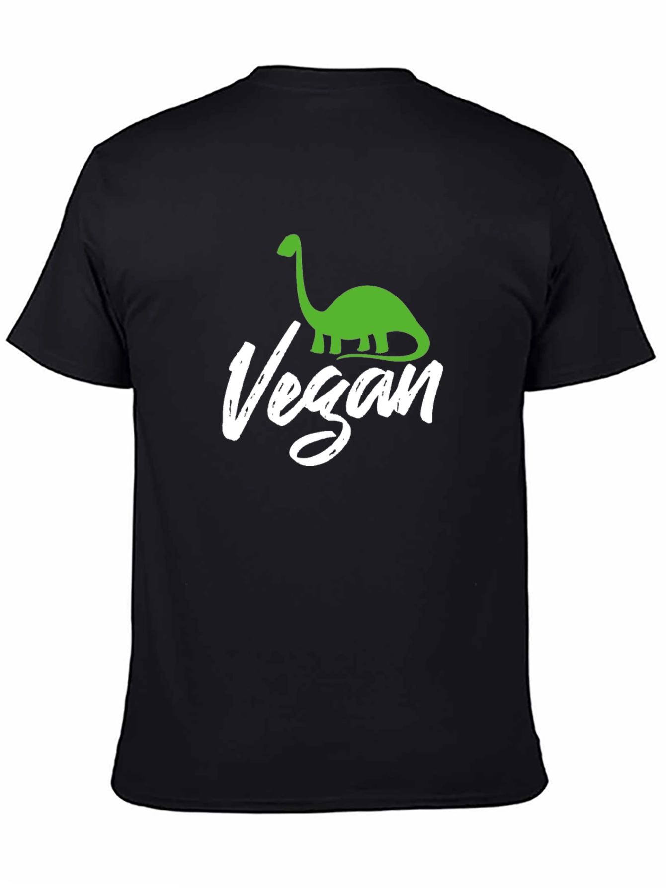 Vegan Dinosaur Graphic Tee - Black Cotton T-Shirt