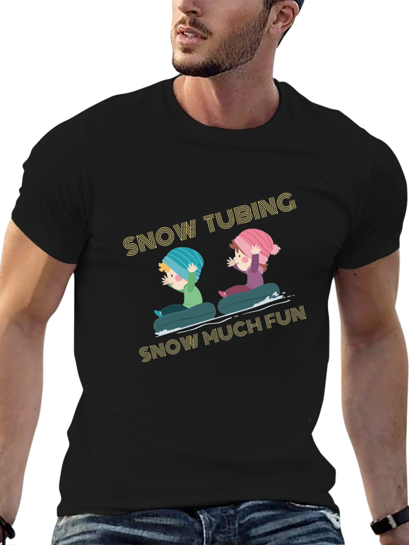 Snow Tubing Graphic Tee - Winter Fun T-Shirt