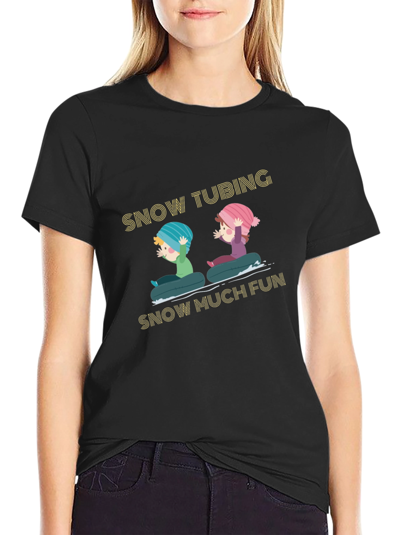Snow Tubing Graphic Tee - Winter Fun T-Shirt