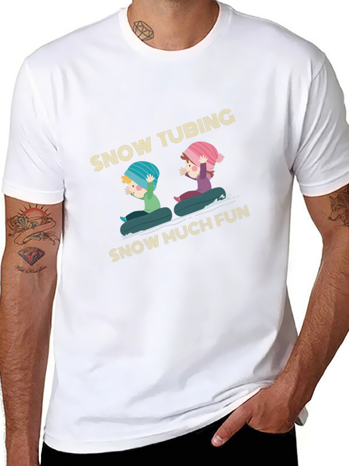 Snow Tubing Graphic Tee - Winter Fun T-Shirt
