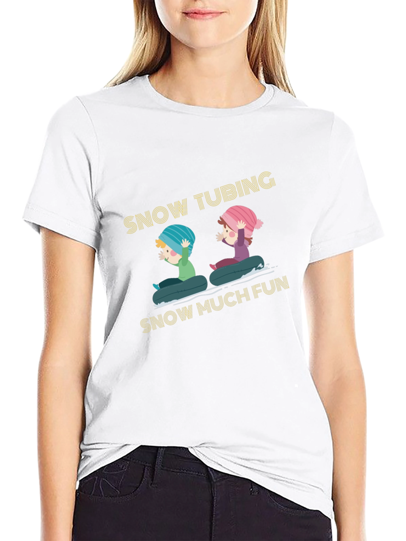 Snow Tubing Graphic Tee - Winter Fun T-Shirt