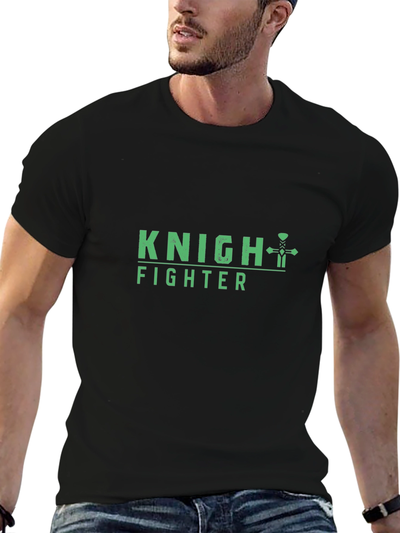Knight Fighter Graphic T-Shirt - Black