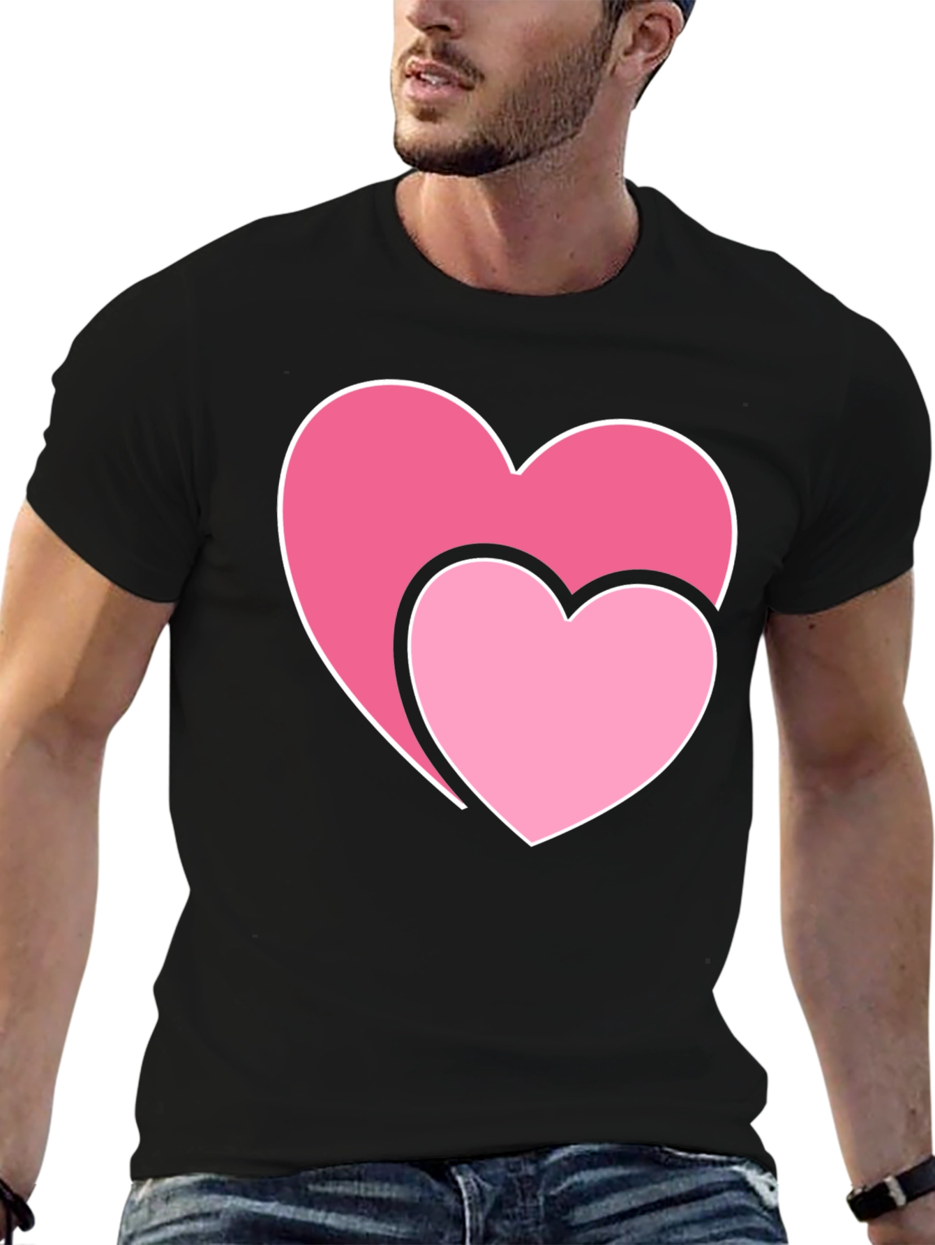 Hearts Graphic Black T-Shirt - Valentines Day Tee