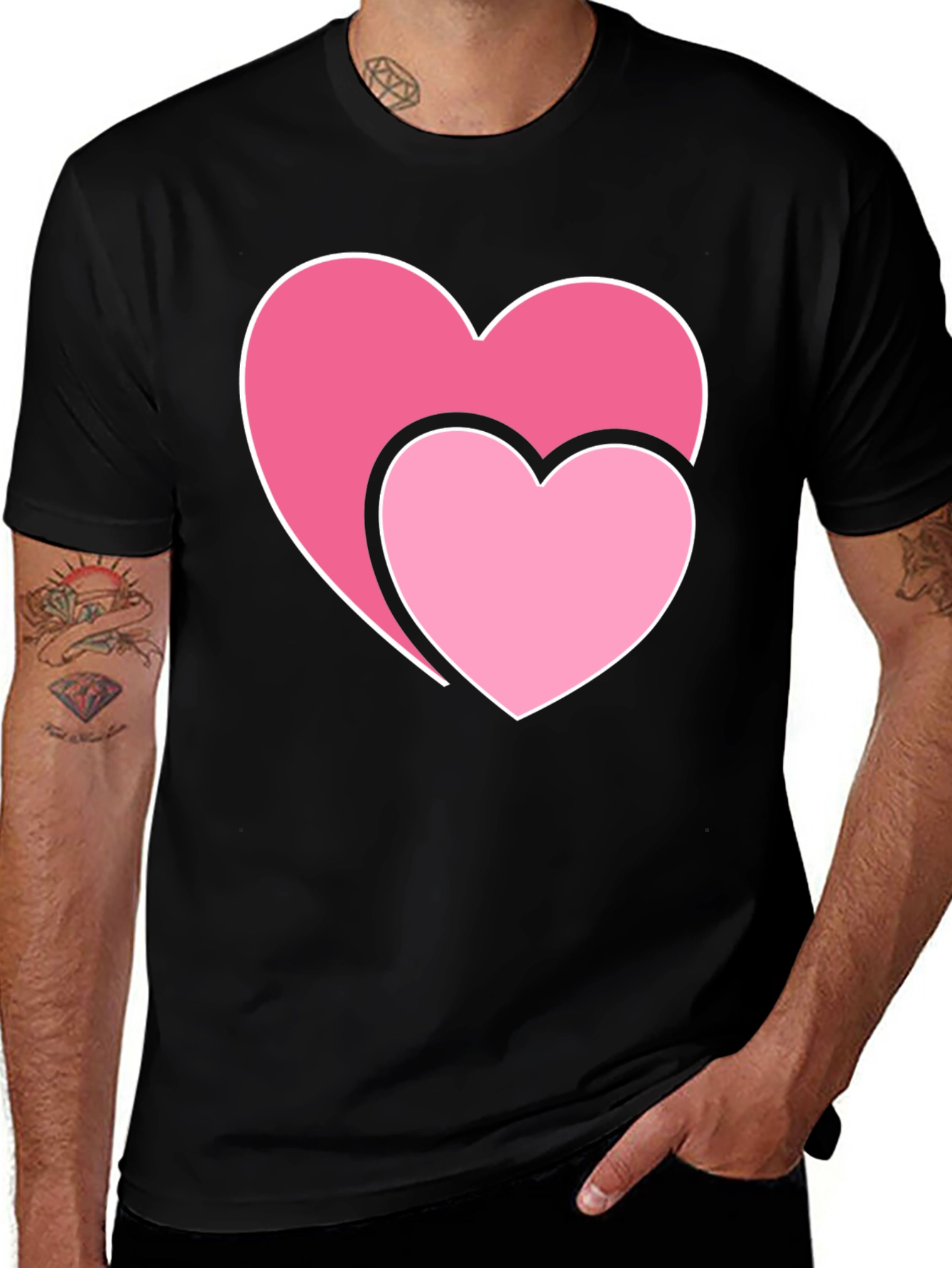 Hearts Graphic Black T-Shirt - Valentines Day Tee
