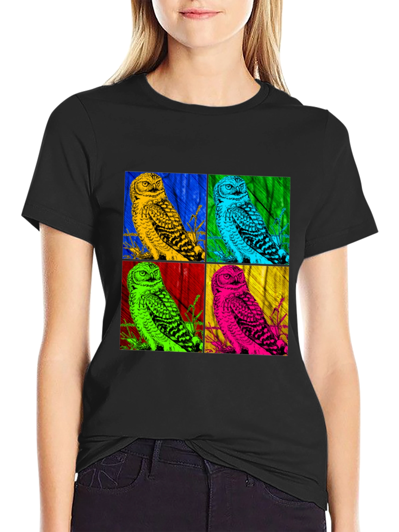 Pop Art Owl T-Shirt - Graphic Print Tee