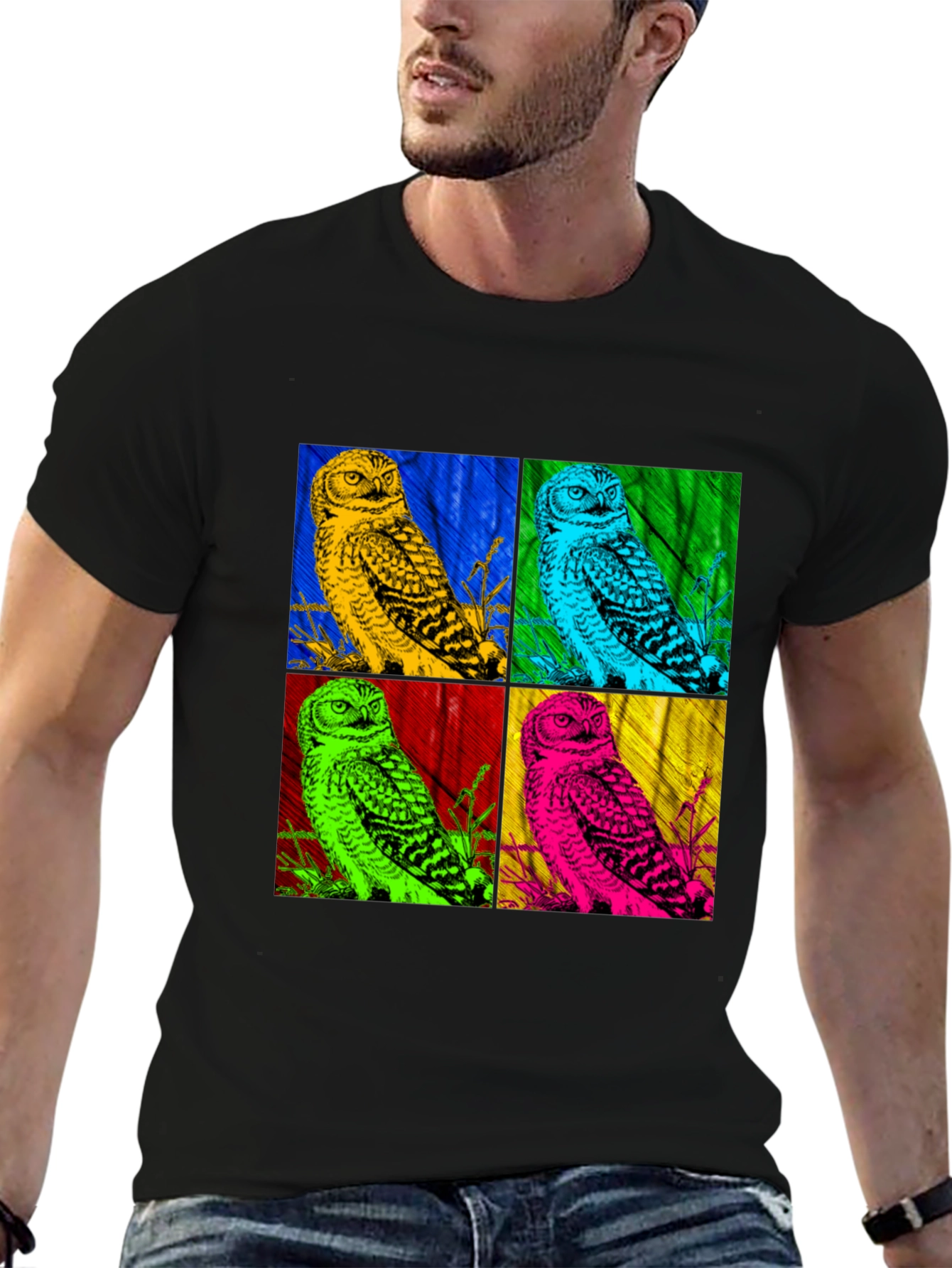 Pop Art Owl T-Shirt - Graphic Print Tee