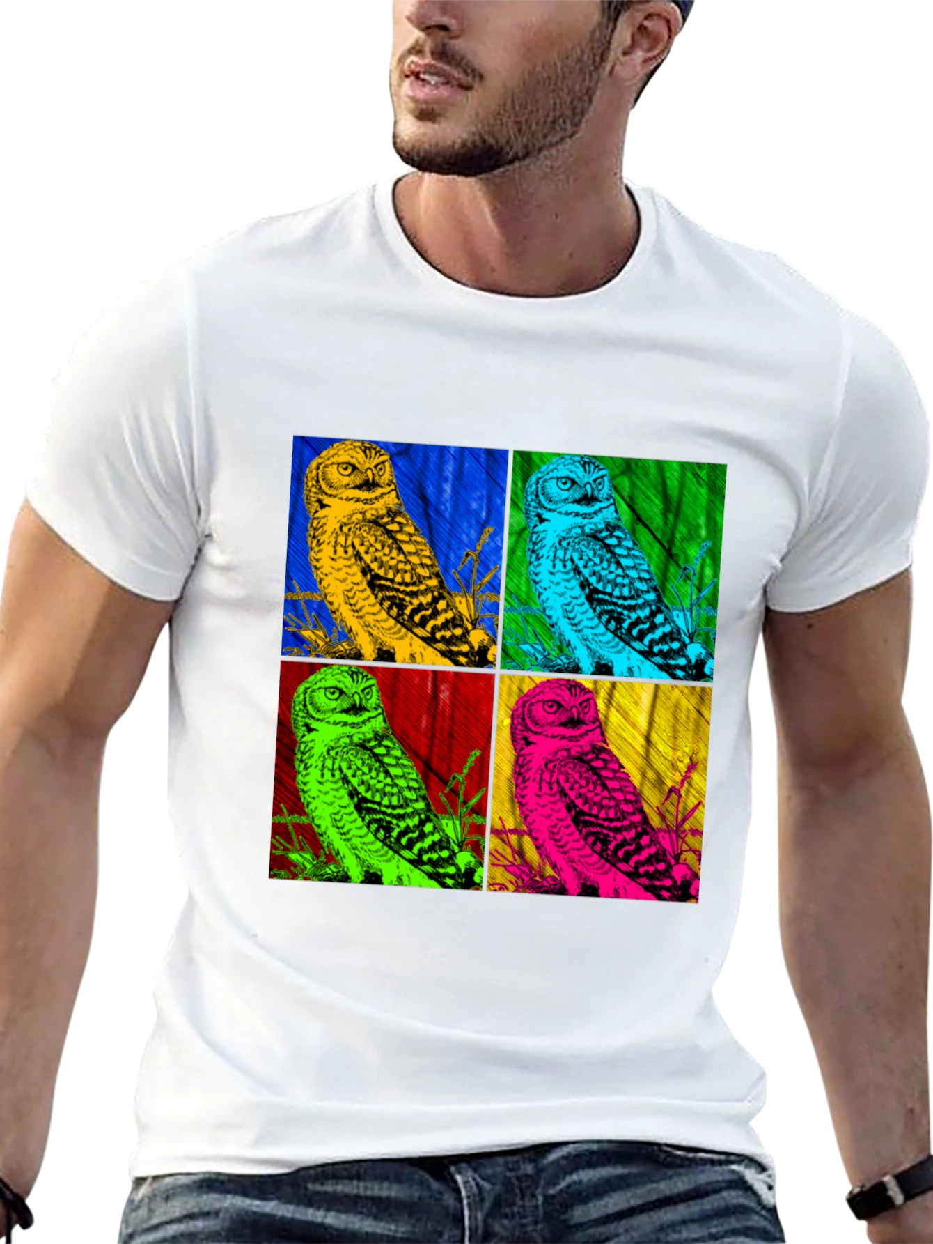 Pop Art Owl T-Shirt - Graphic Print Tee
