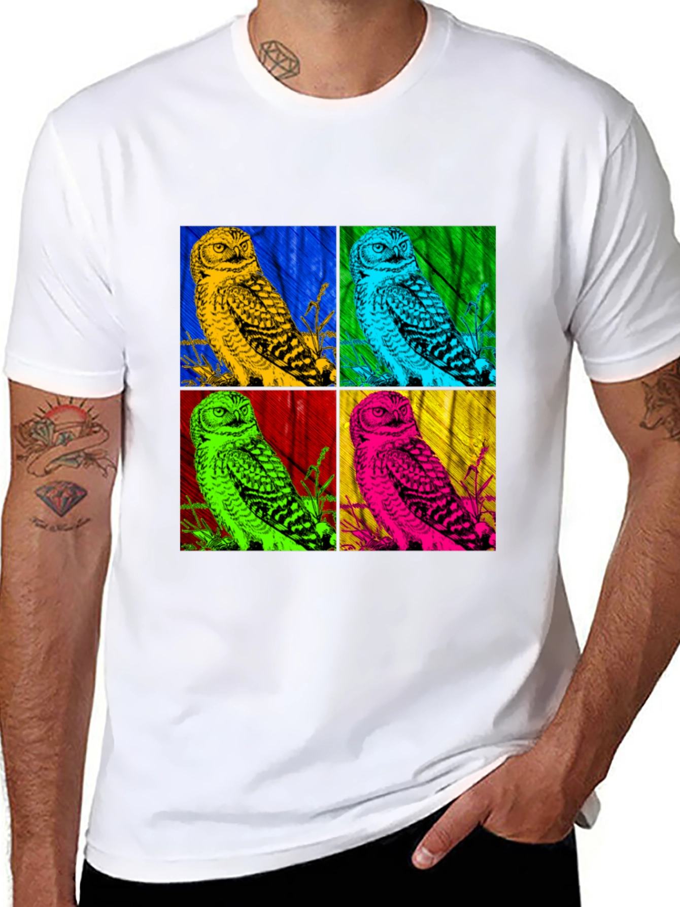 Pop Art Owl T-Shirt - Graphic Print Tee