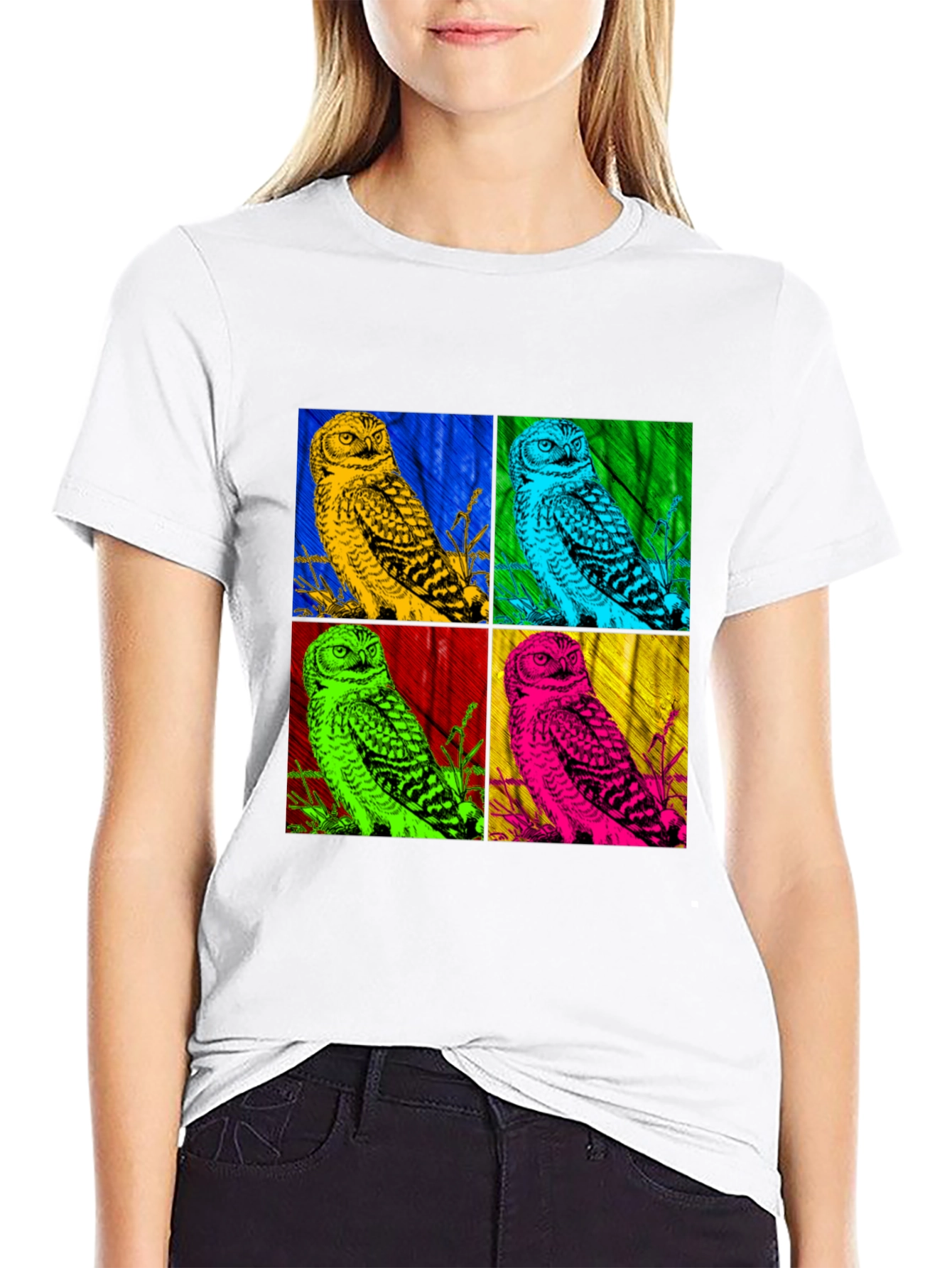 Pop Art Owl T-Shirt - Graphic Print Tee