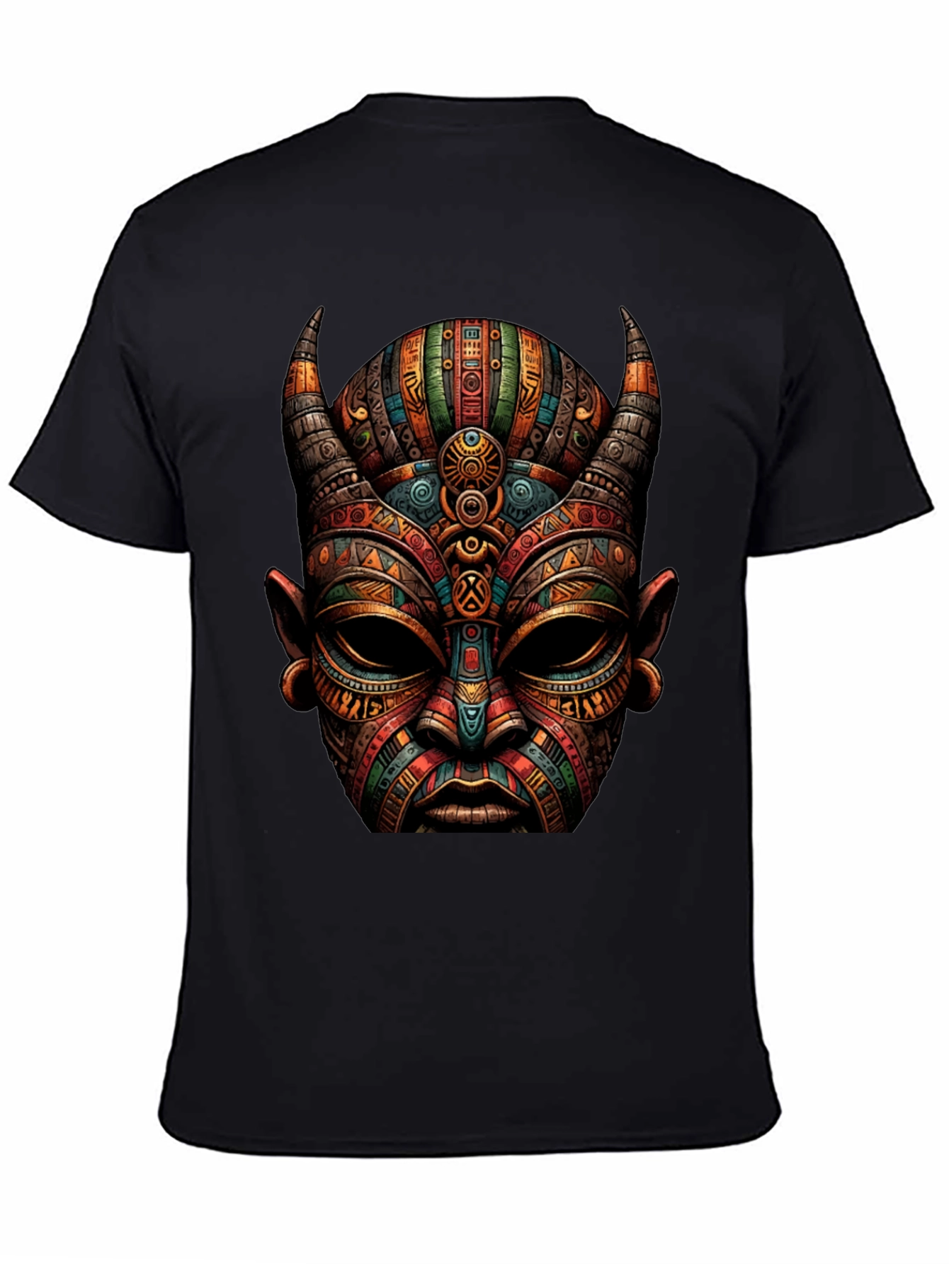 Tribal Mask Graphic Tee - Unique Design