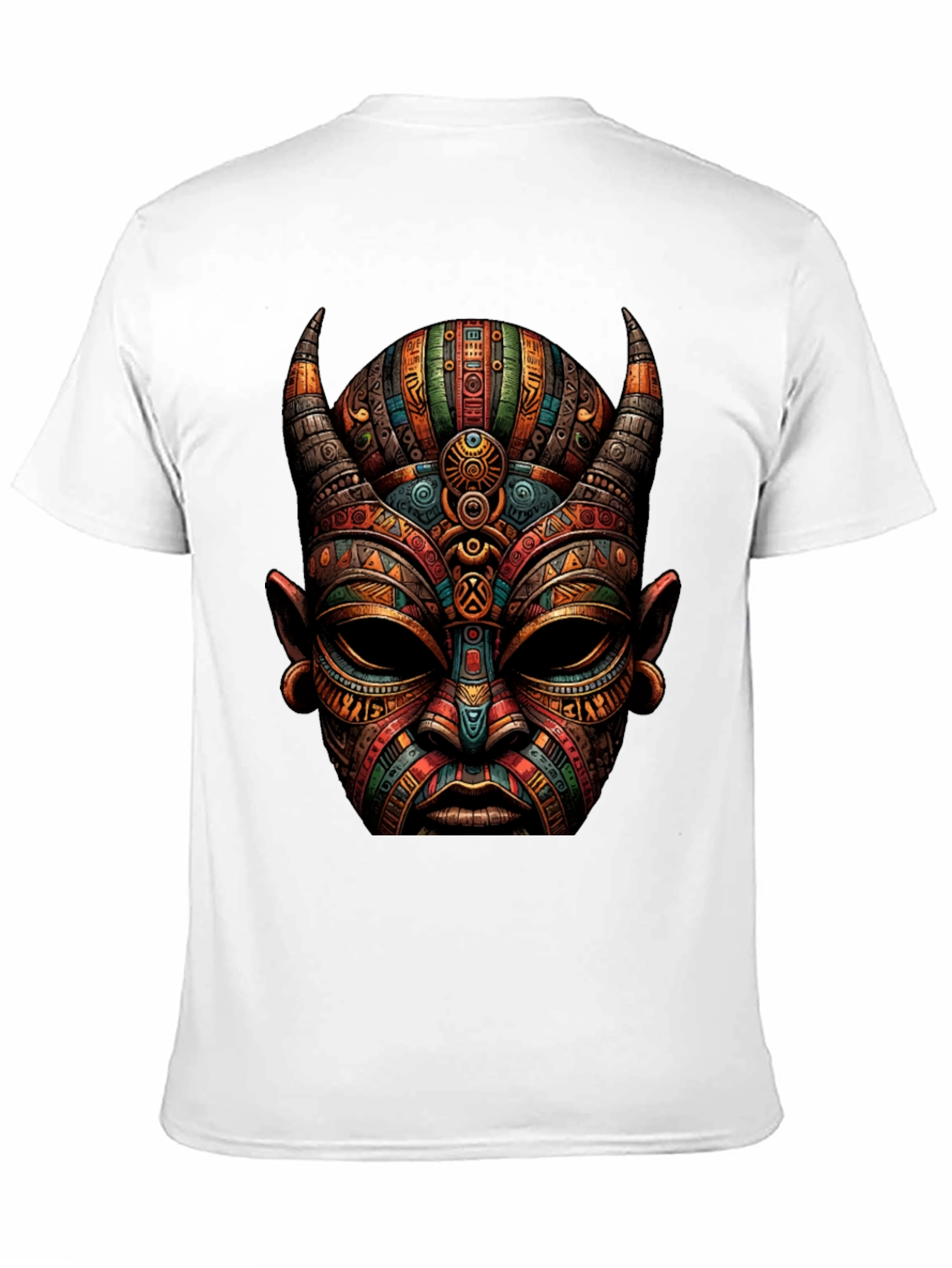 Tribal Mask Graphic Tee - Unique Design