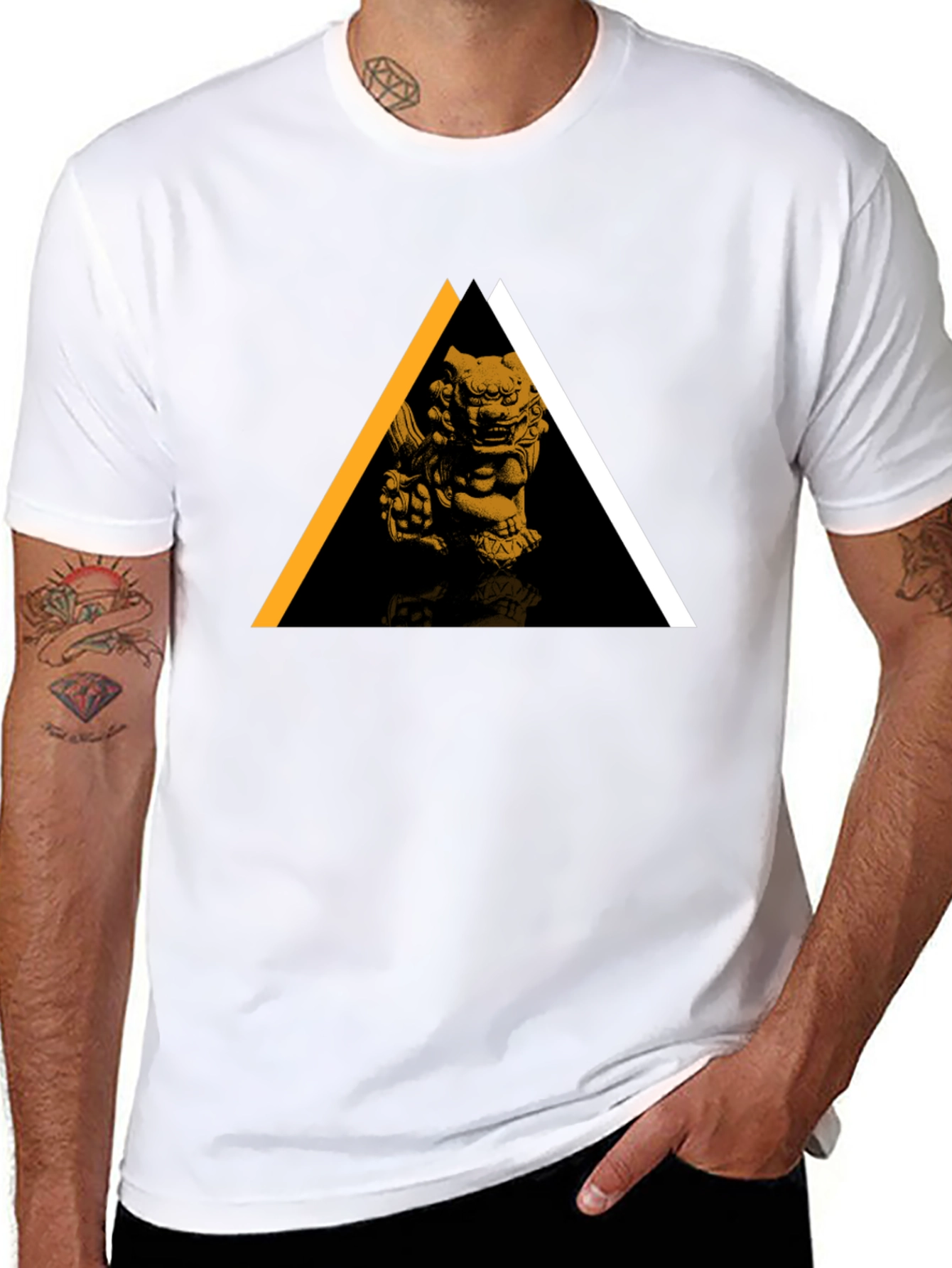 Modern Geometric Lion Graphic Tee