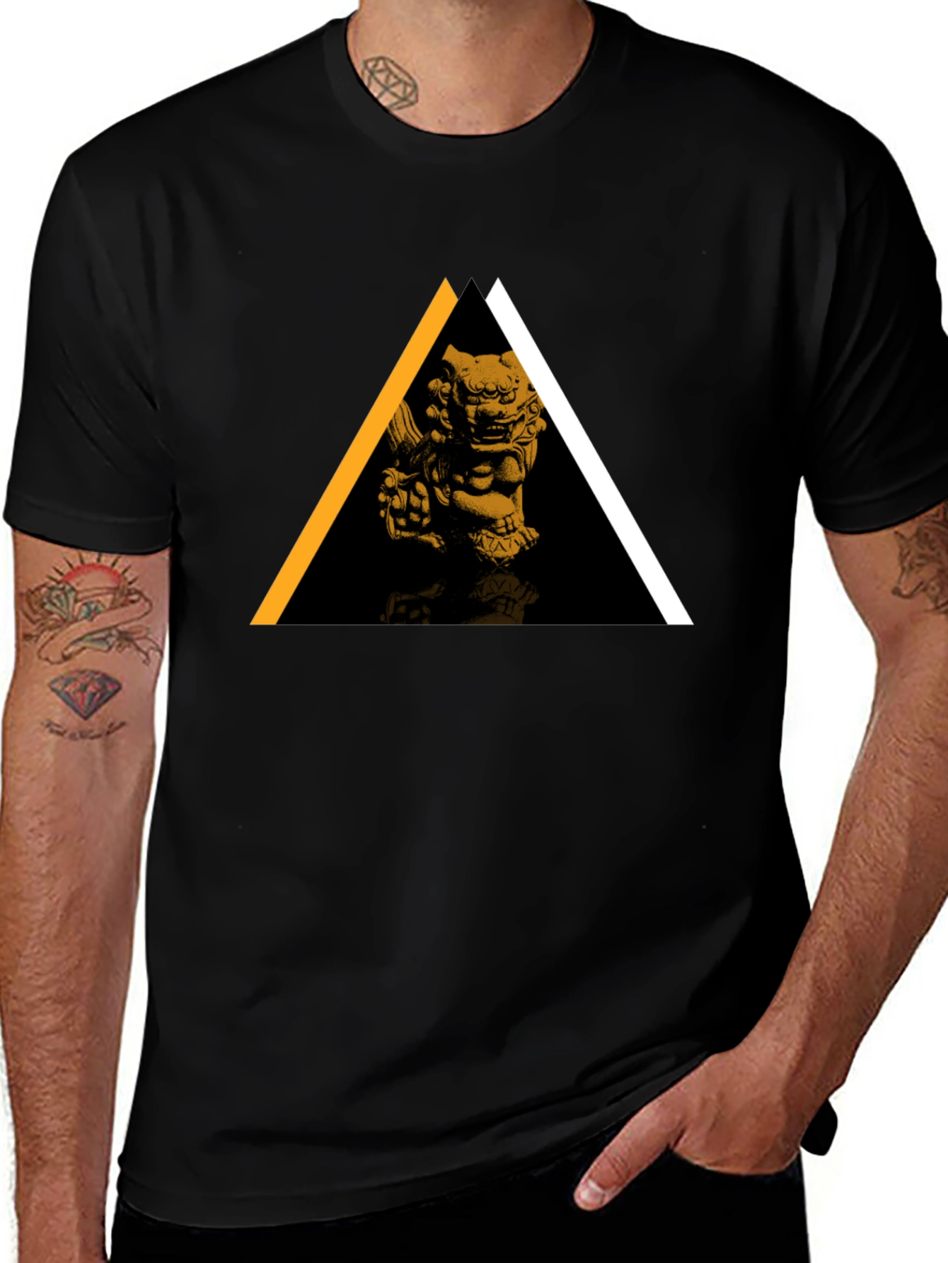Modern Geometric Lion Graphic Tee