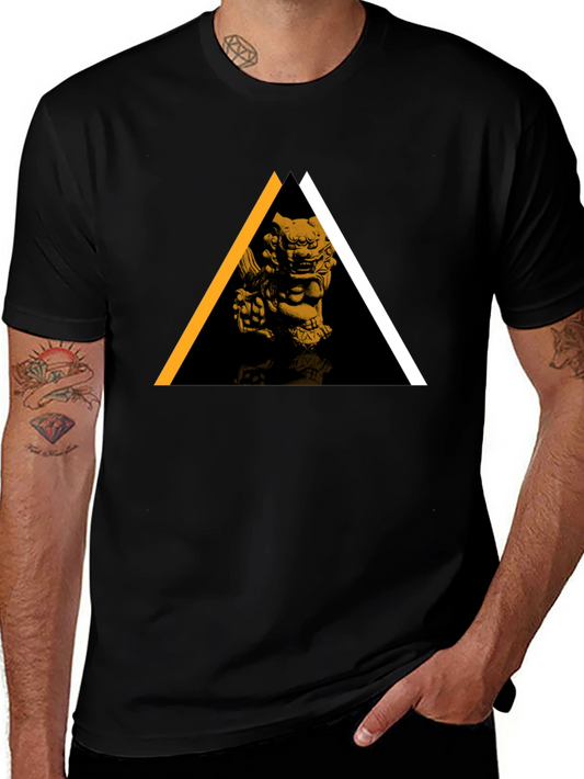 Modern Geometric Lion Graphic Tee